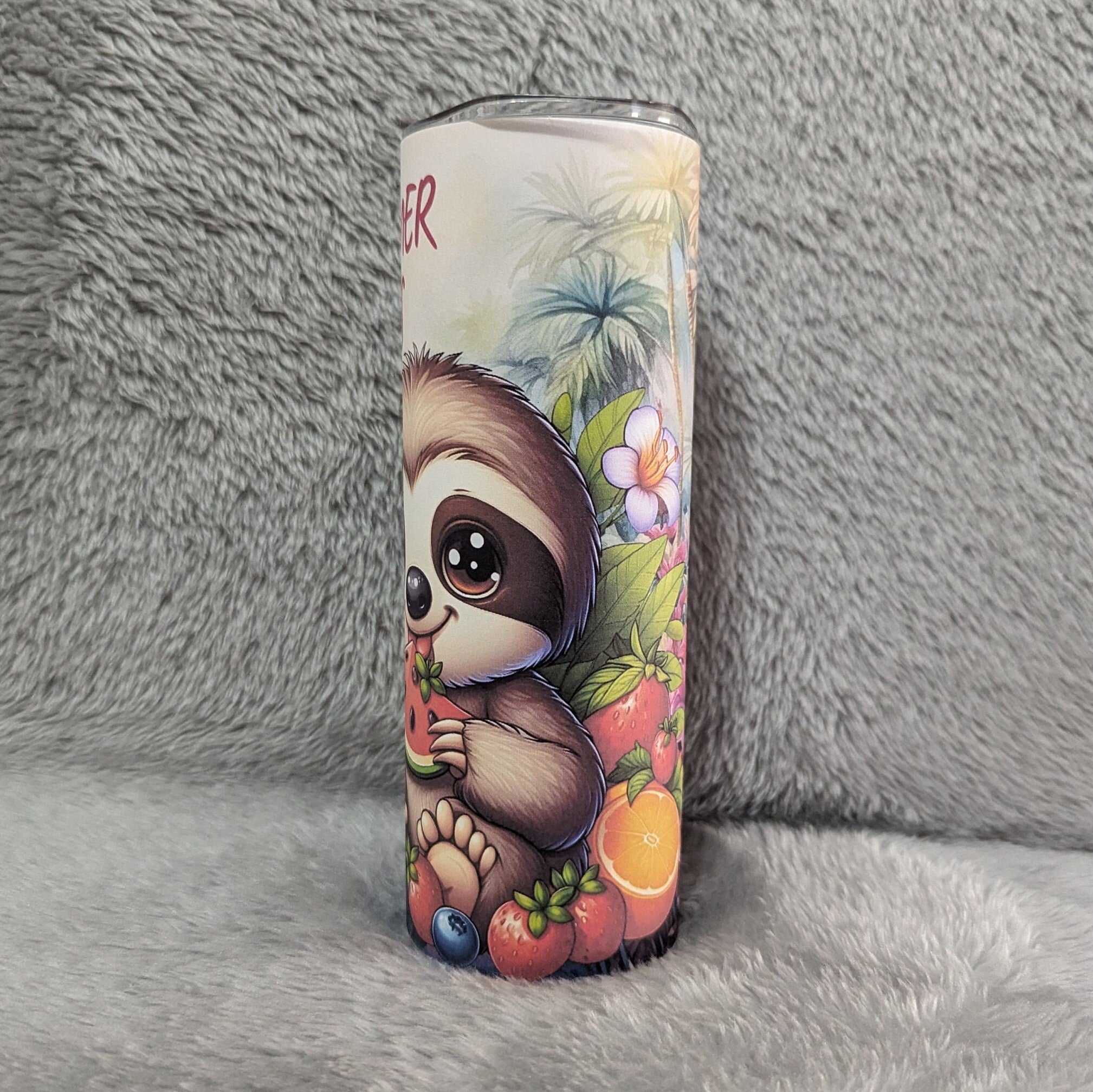 Summer Vibes Sloth Tumbler 20oz With Reusable Straw