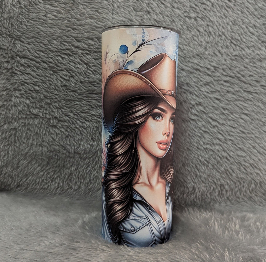 Cowgirl Tumbler 20oz With Reusable Straw, Can Be Personalized