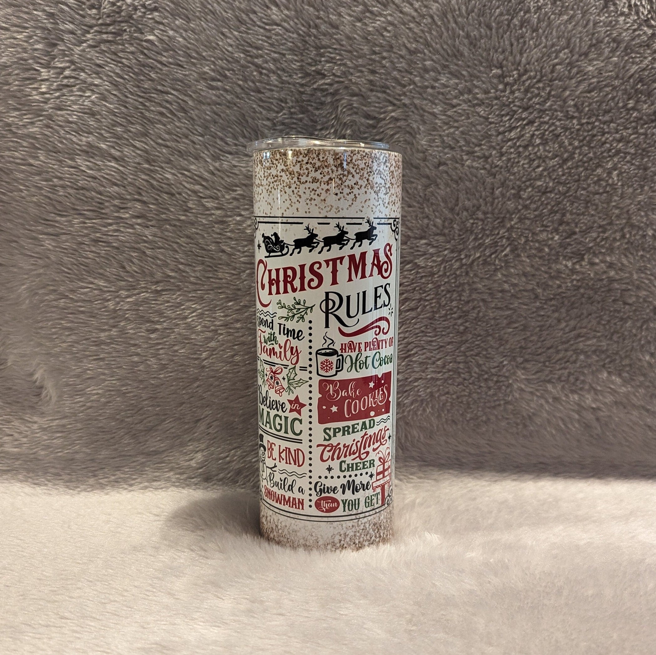 Christmas Rules Gnome Tumbler 20oz With Reusable Straw