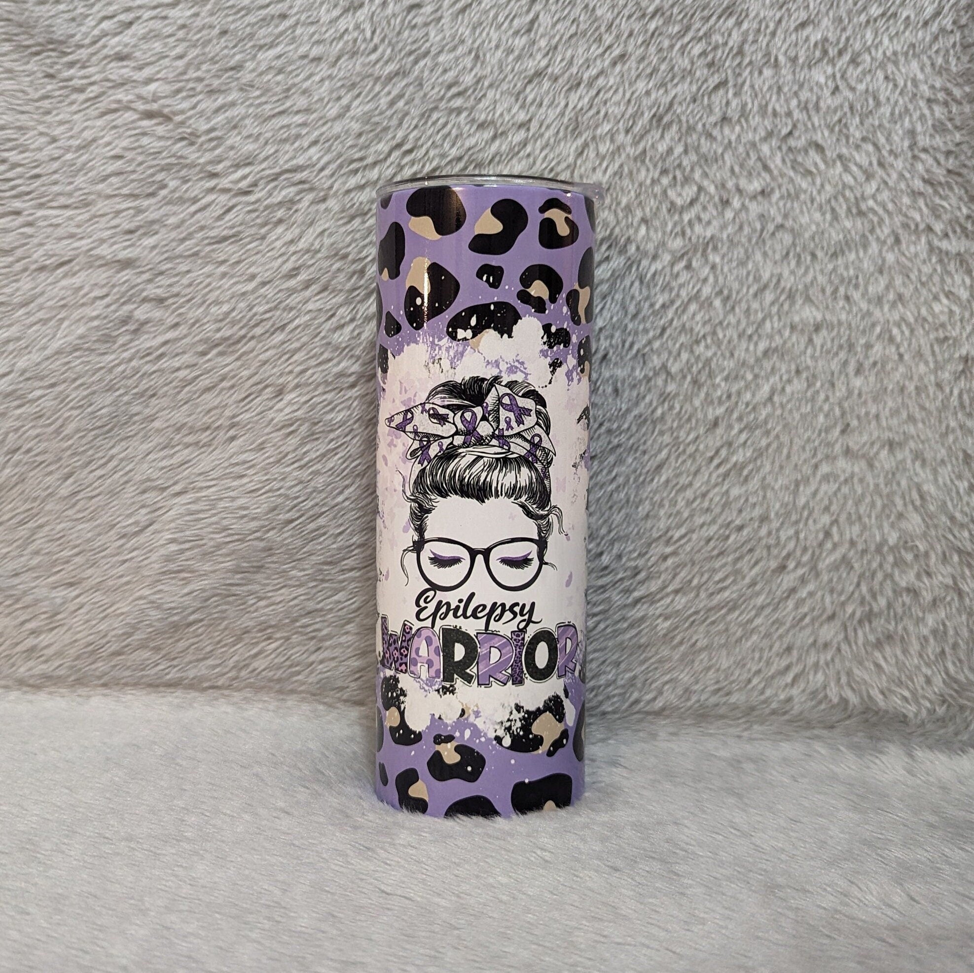 Epilepsy Warrior Tumbler 20oz With Reusable Straw, Can Be Personalized