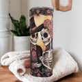 Skeleton Tumbler Featuring a Romantic Skeleton Couple and Flowers 20oz With Reusable Straw, Can Be Personalized