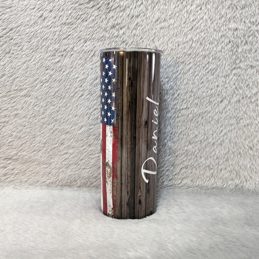 Patriotic Tumbler 20oz With Reusable Straw, Can Be Personalized