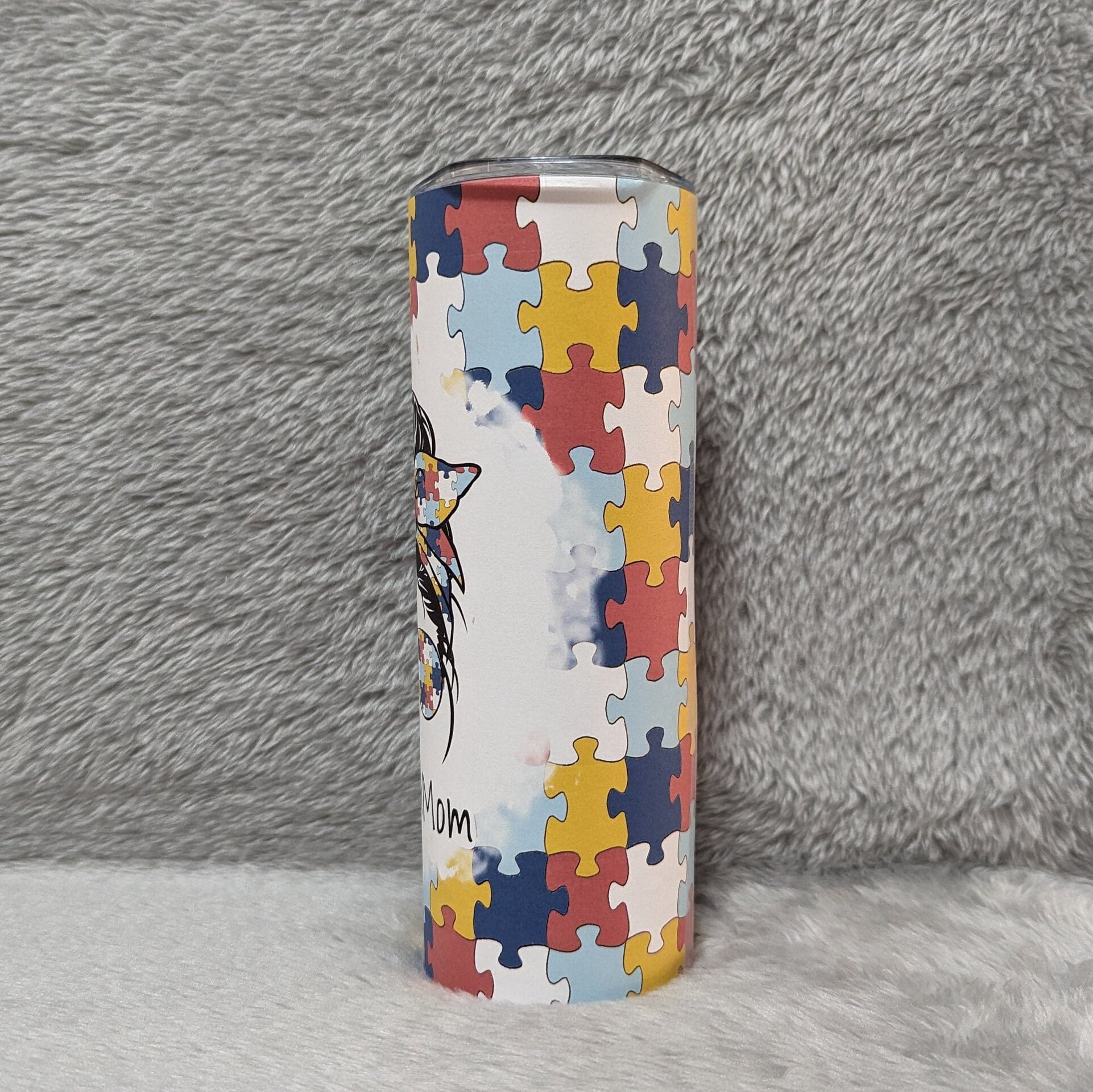 Autism Mom Tumbler 20oz With Reusable Straw, Can Be Personalized