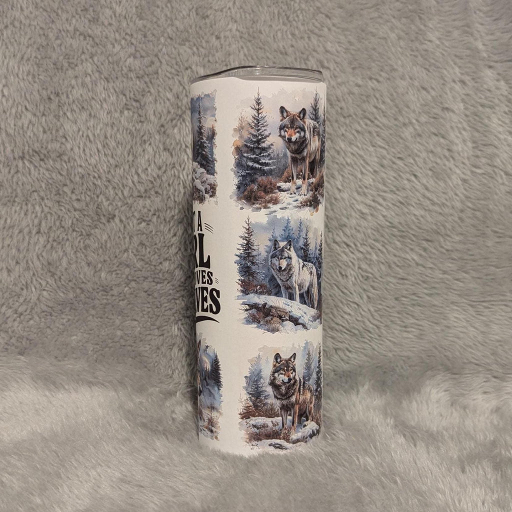 Just A Girl Who Loves Wolves Tumbler 20oz With Reusable Straw