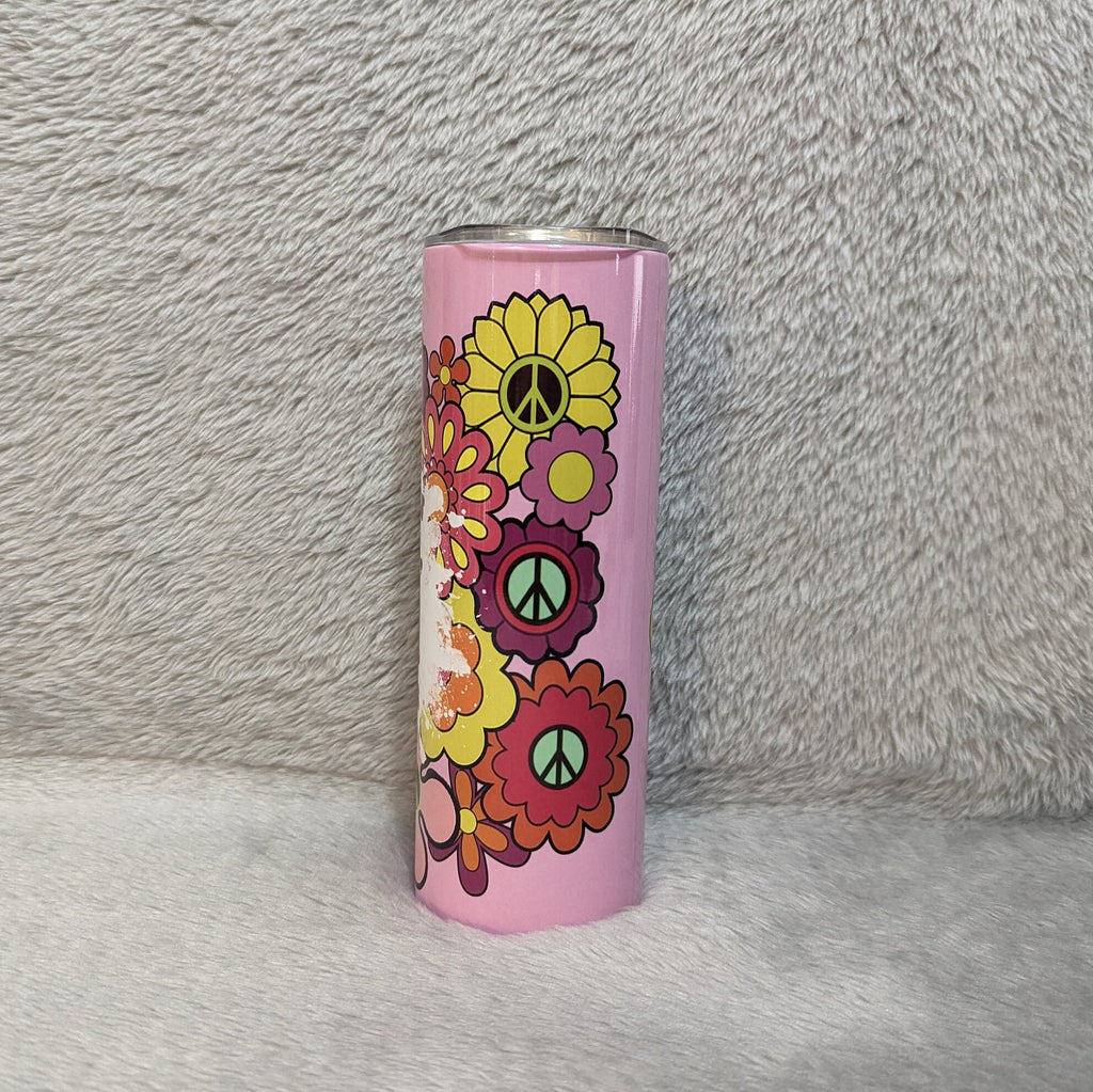 Hippie Heart Happy Heart Flower Tumbler 20oz With Reusable Straw