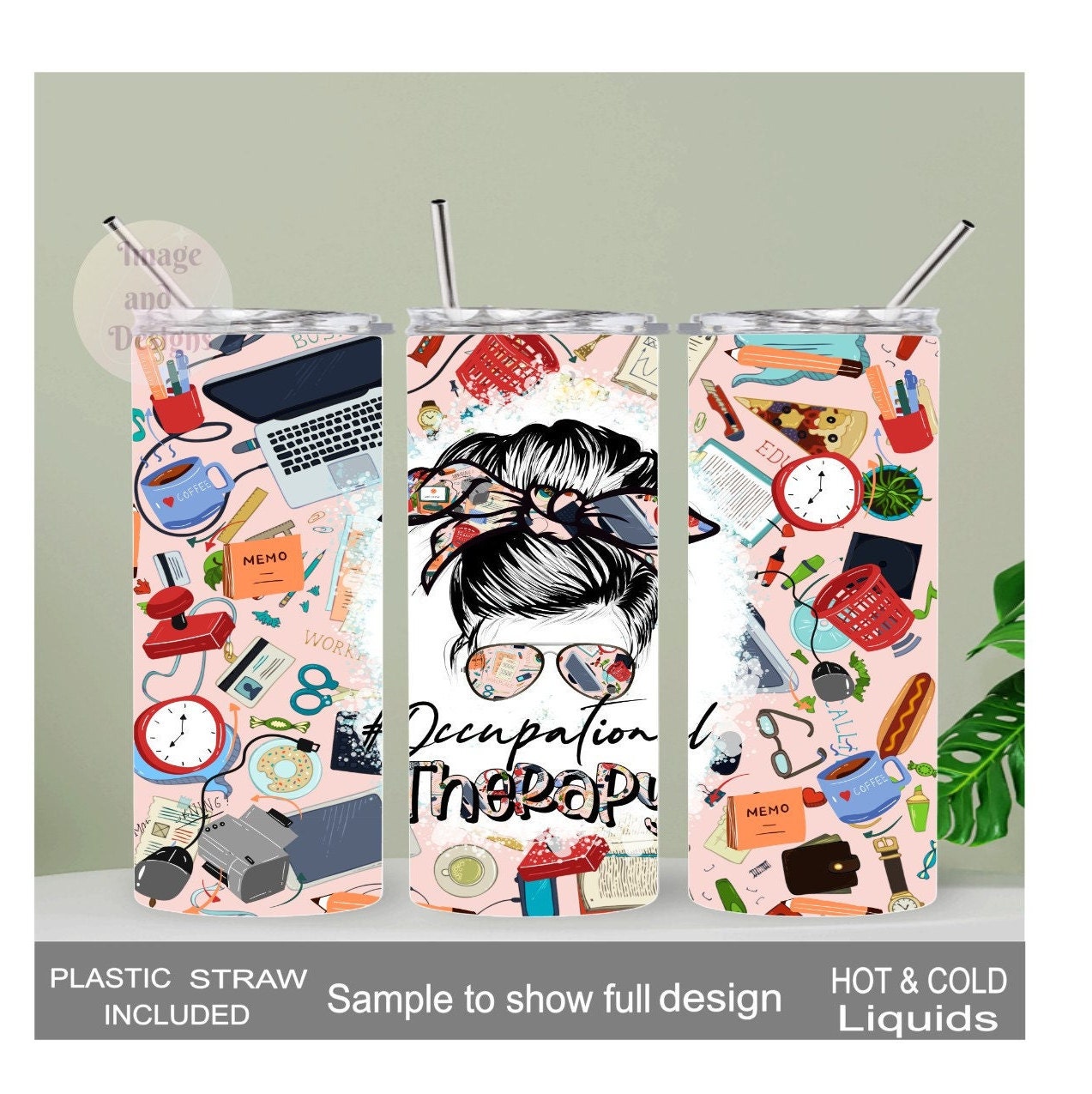 Occupational Therapy Tumbler 20oz With Reusable Straw, Can Be Personalized