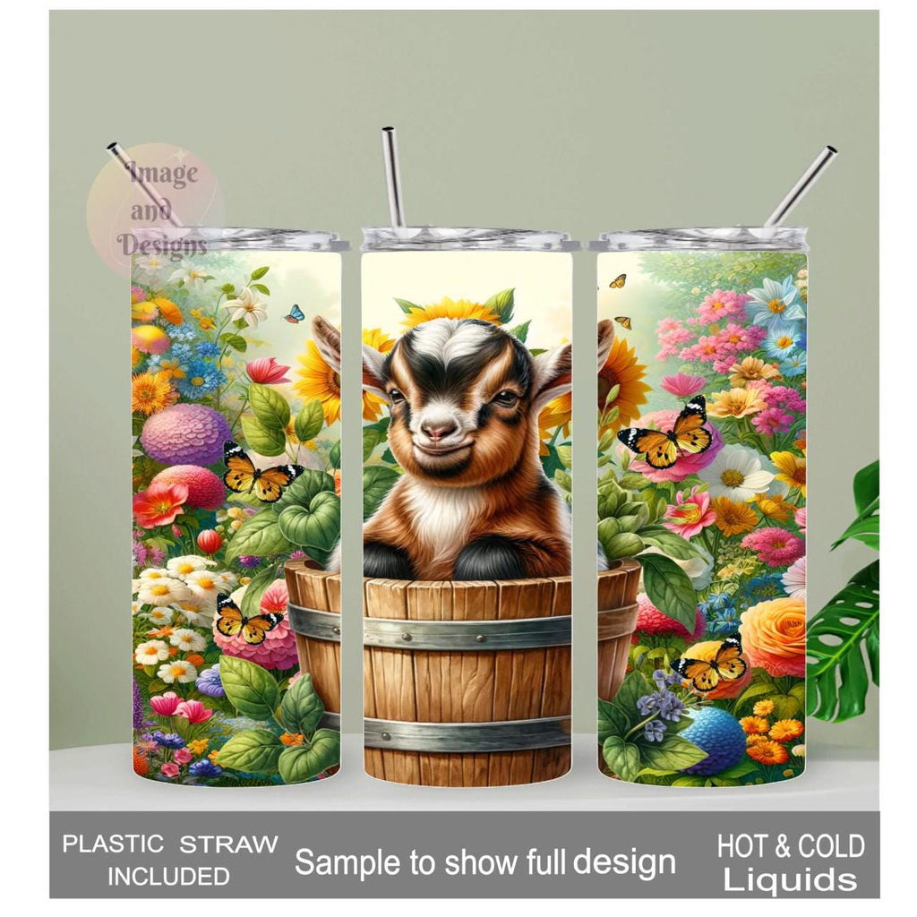 Goat Tumbler 20oz With Reusable Straw, Can Be Personalized