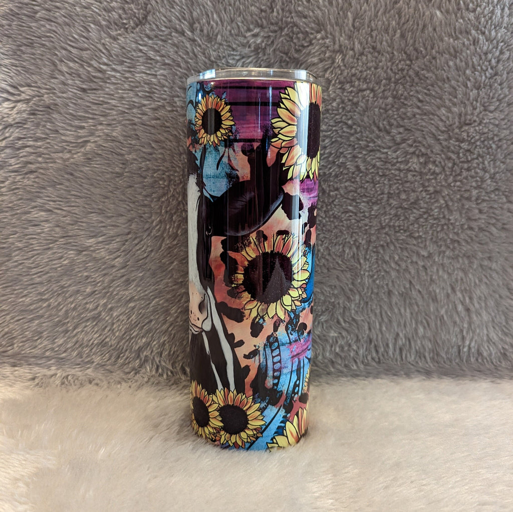 Holstein Cow Tumbler 20oz With Reusable Straw, Can Be Personalized