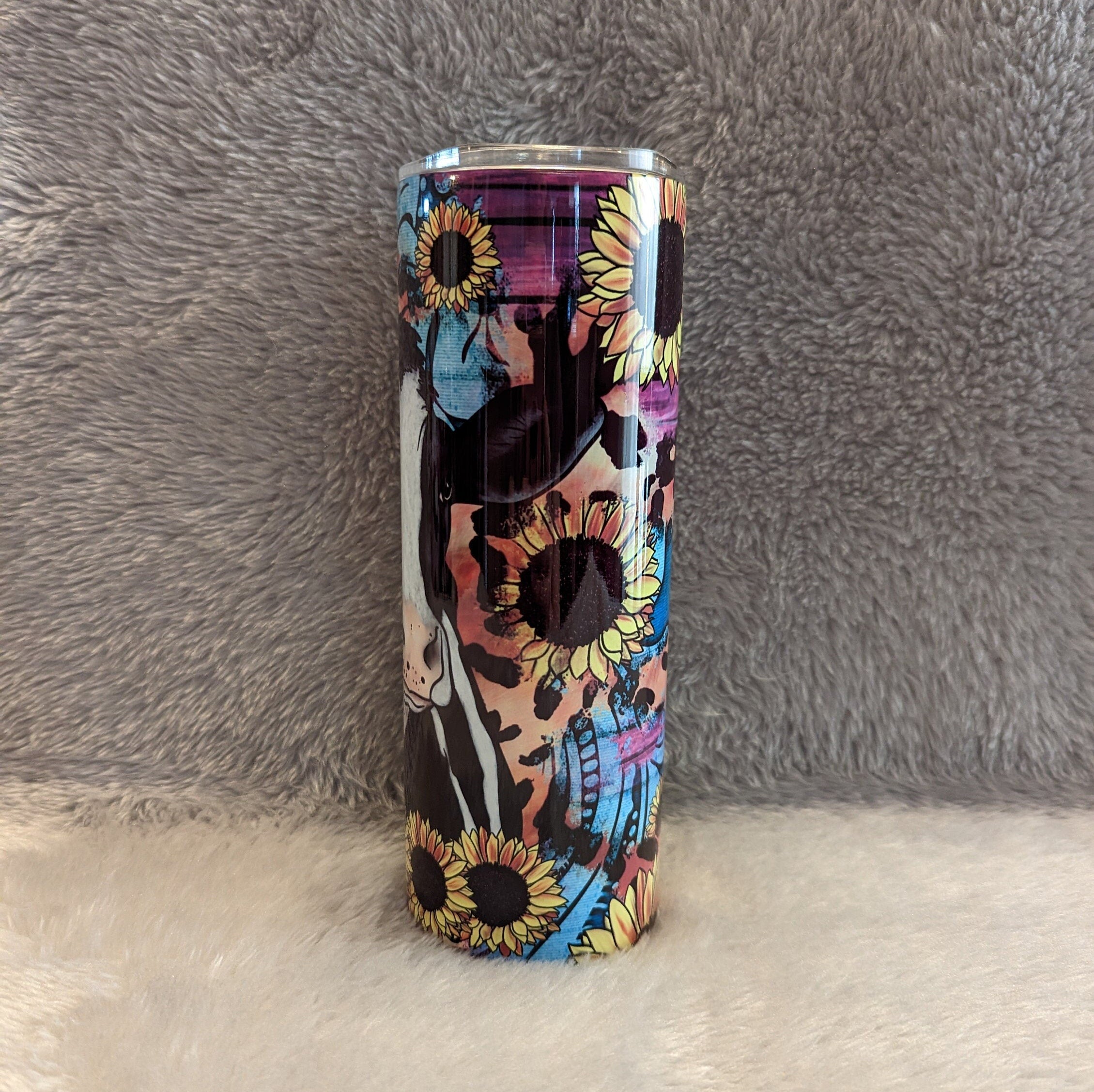 Holstein Cow Tumbler 20oz With Reusable Straw, Can Be Personalized