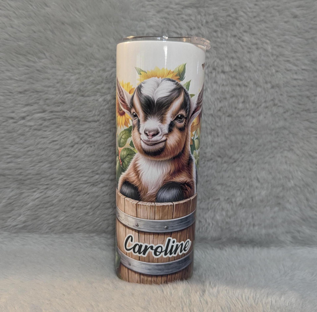 Goat Tumbler 20oz With Reusable Straw, Can Be Personalized