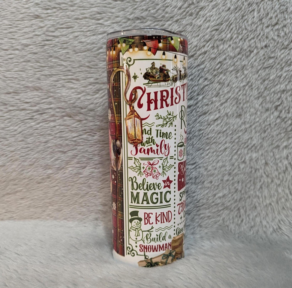 Santa Christmas Rules Tumbler 20oz With Reusable Straw