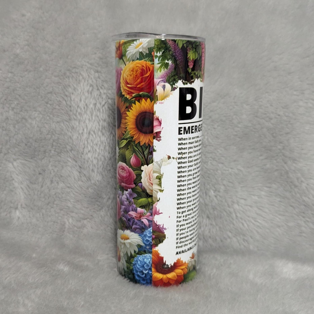 Bible Emergency Numbers Chapters Tumbler 20oz With Reusable Straw