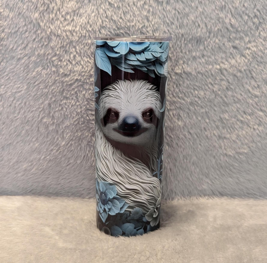 3D Design Sloth Cup 20oz With Reusable Straw, Can Be Personalized