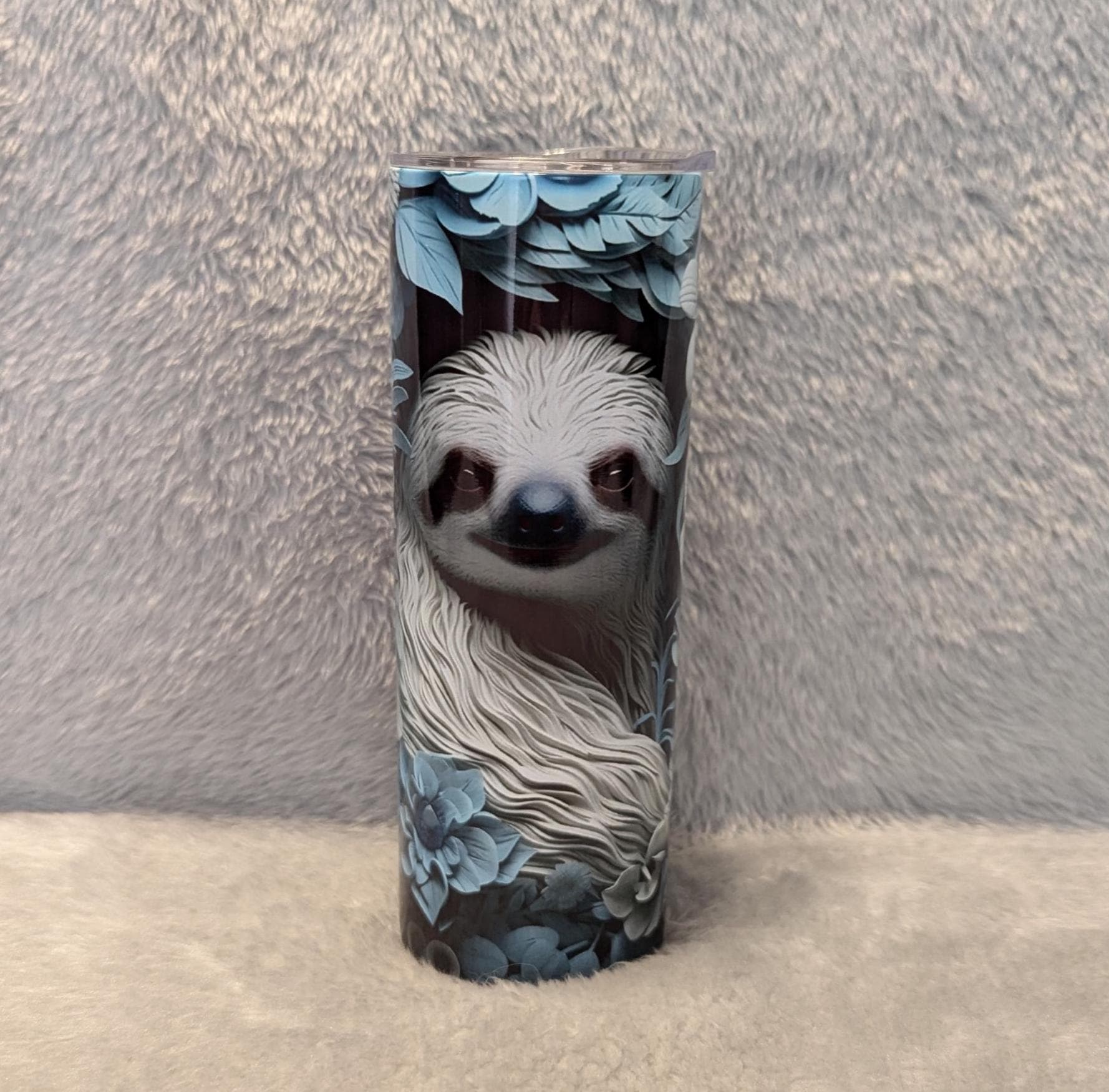 3D Design Sloth Cup 20oz With Reusable Straw, Can Be Personalized