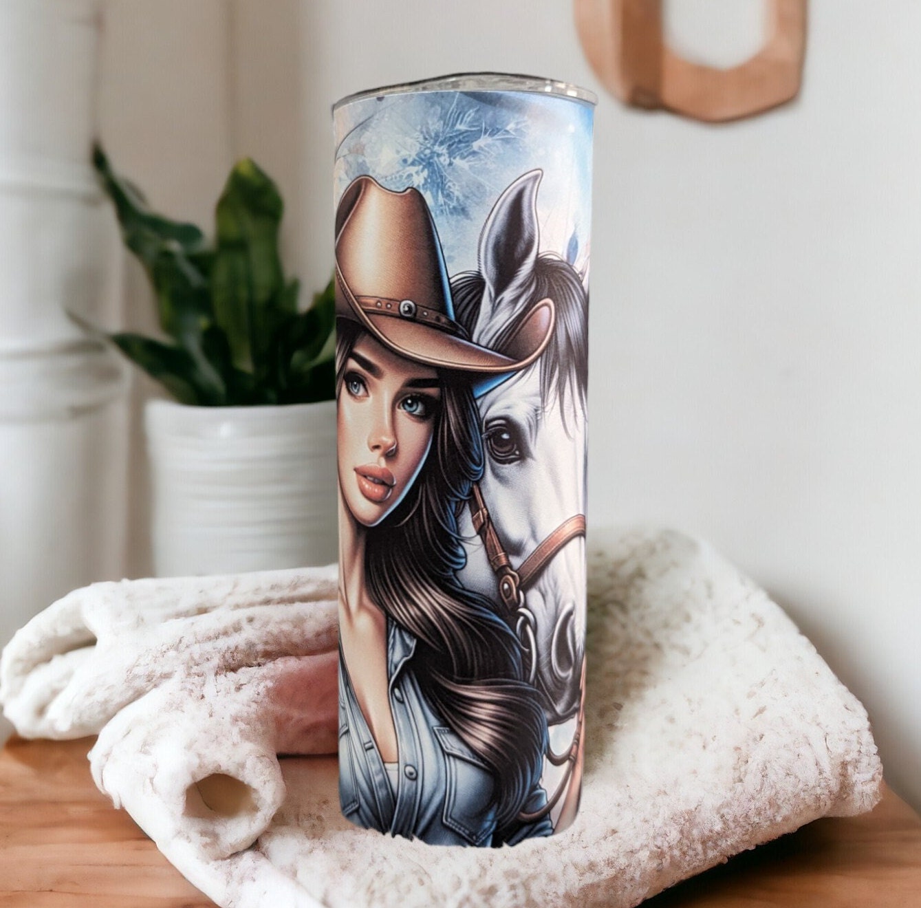 Cowgirl Tumbler 20oz With Reusable Straw, Can Be Personalized