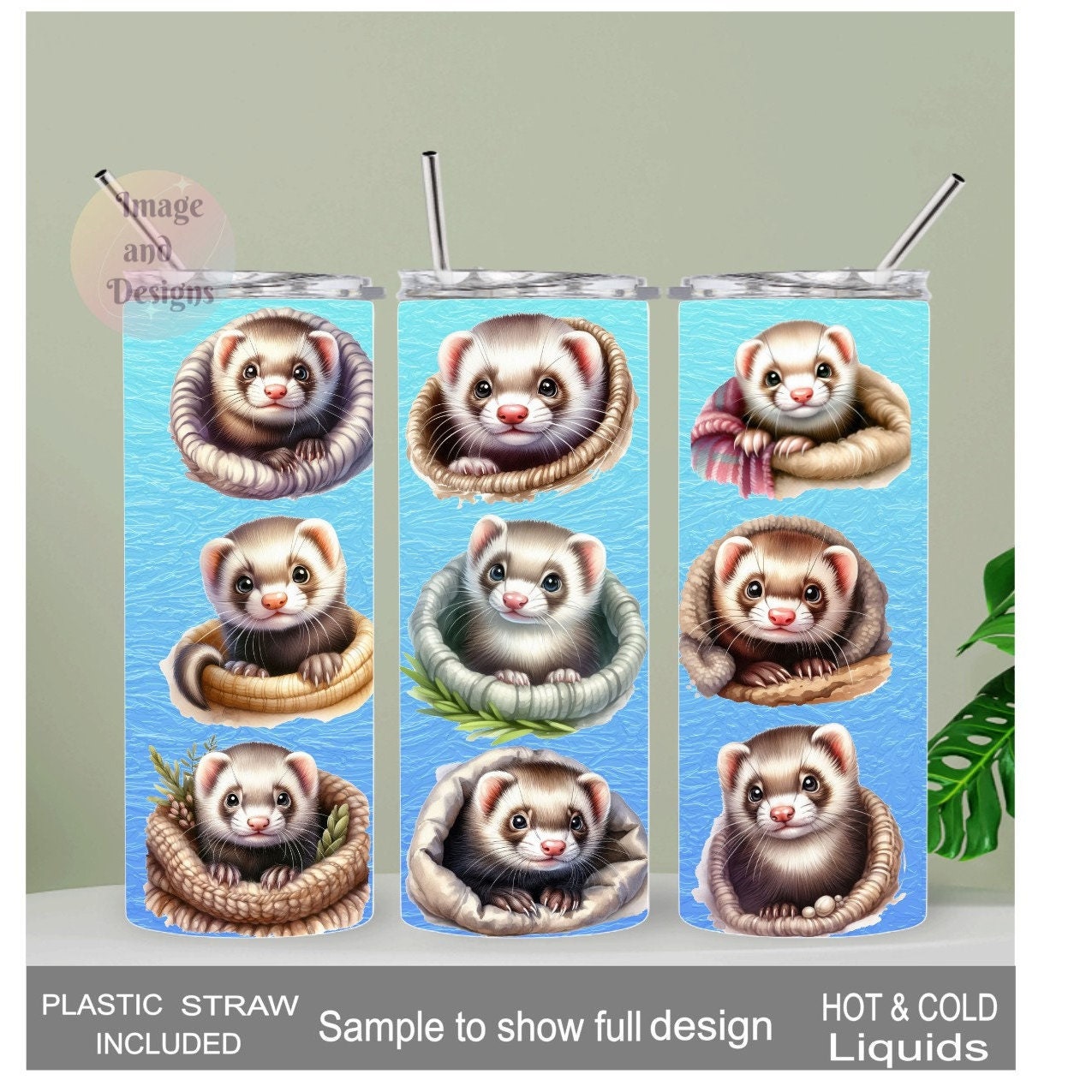 Ferret Tumbler 20oz With Reusable Straw, Can Be Personalized