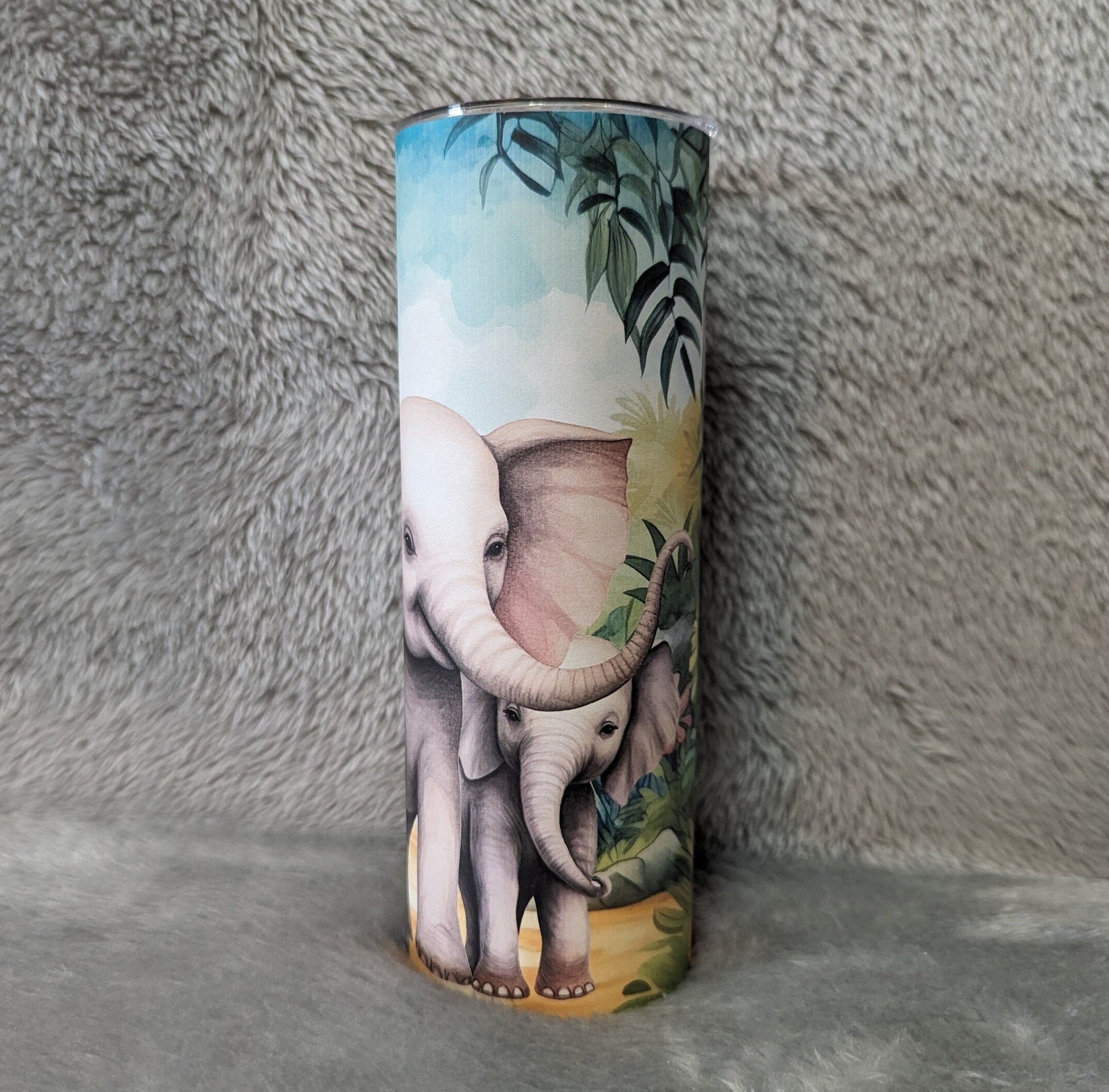 Elephant Tumbler 20oz With Reusable Straw, Can Be Personalized