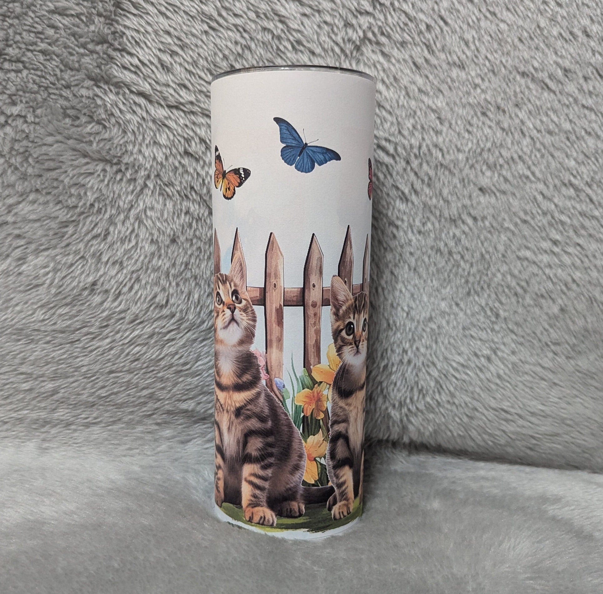 Kitten Tumbler 20oz With Reusable Straw, Can Be Personalized