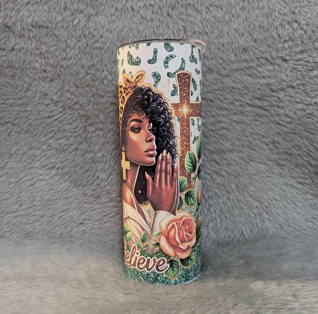 Religious Girl Tumbler 20oz With Reusable Straw, Can Be Personalized