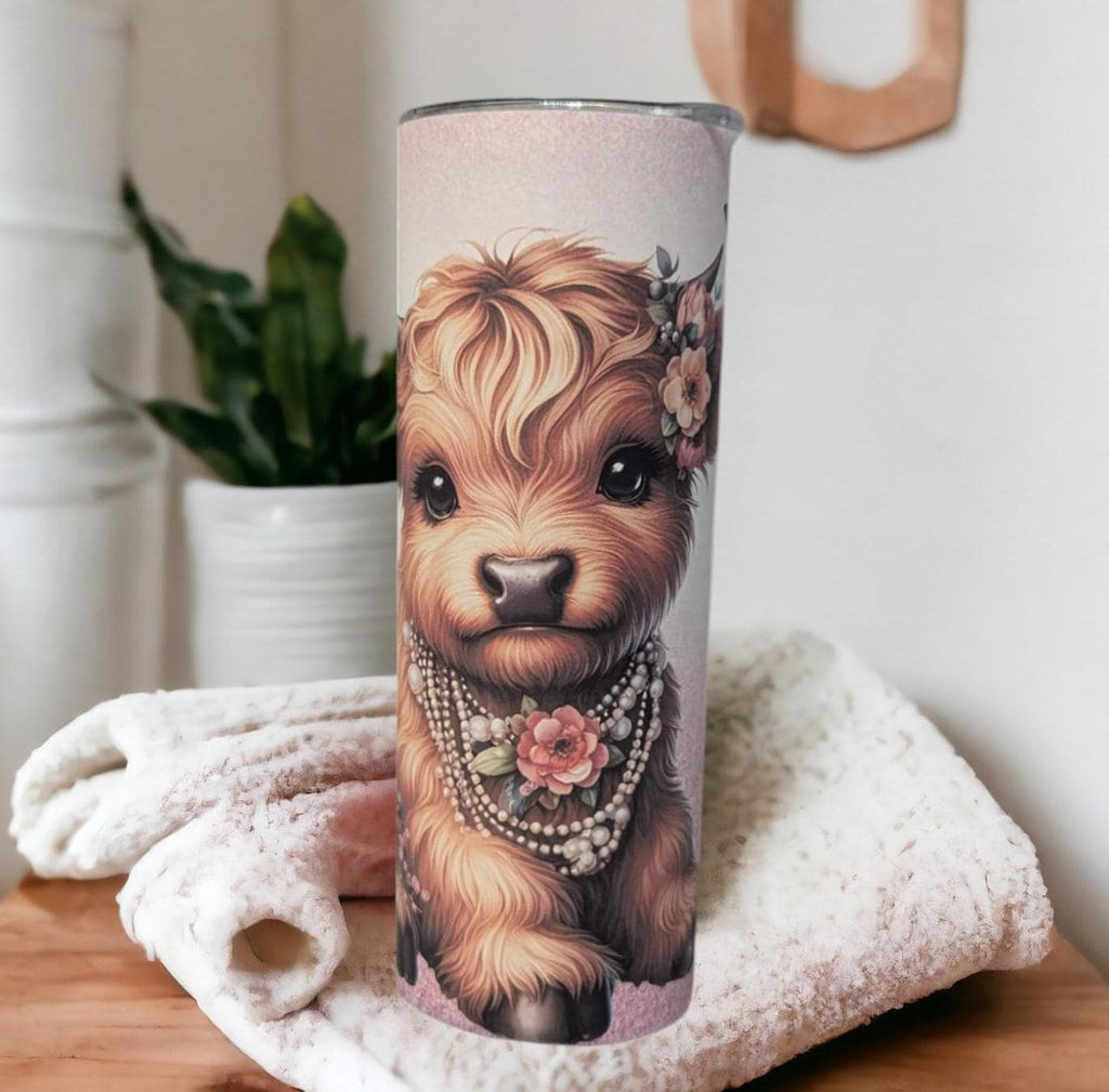 Highland Cow Tumbler 20oz With Reusable Straw, Can Be Personalized