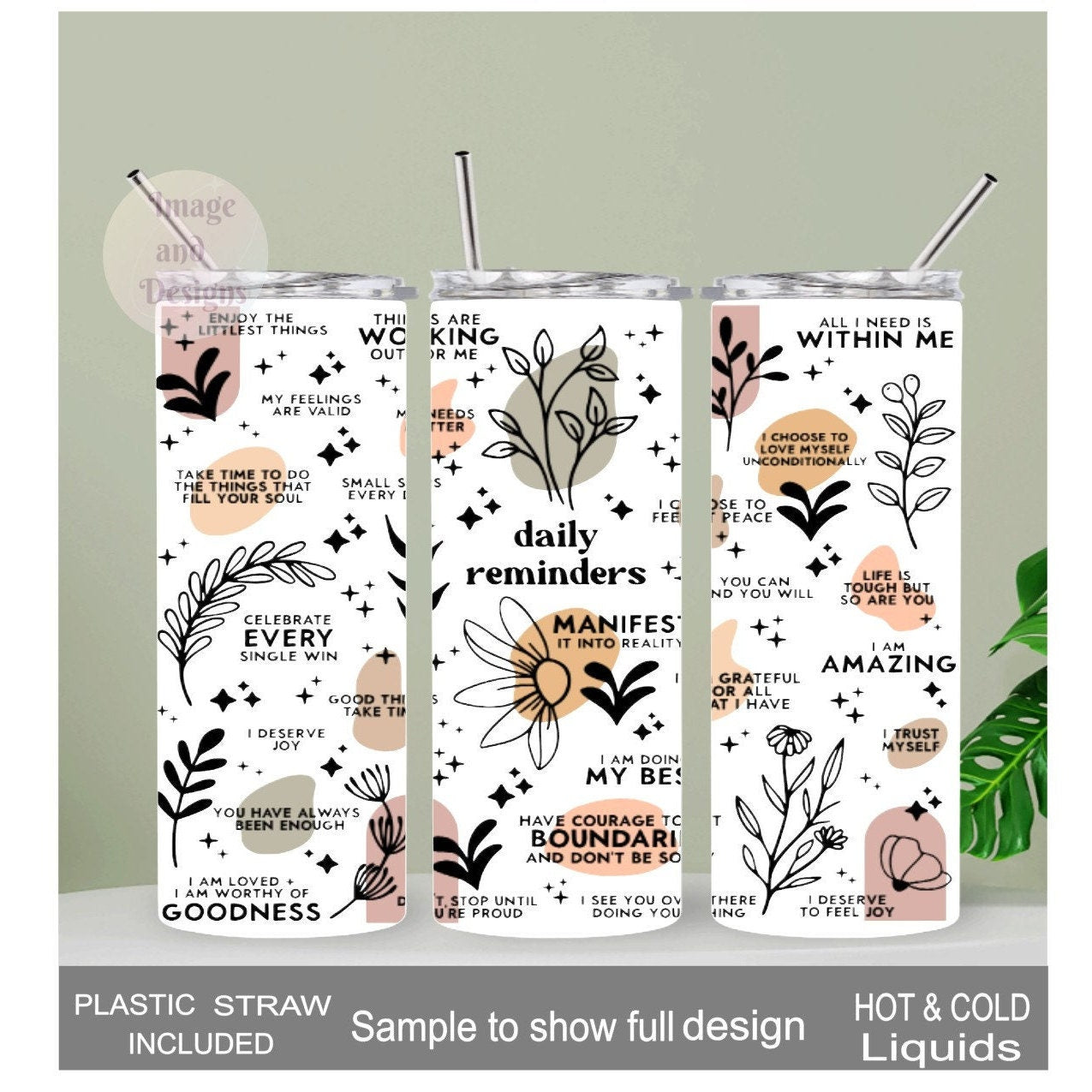 Daily Reminder Tumbler 20oz With Reusable Straw