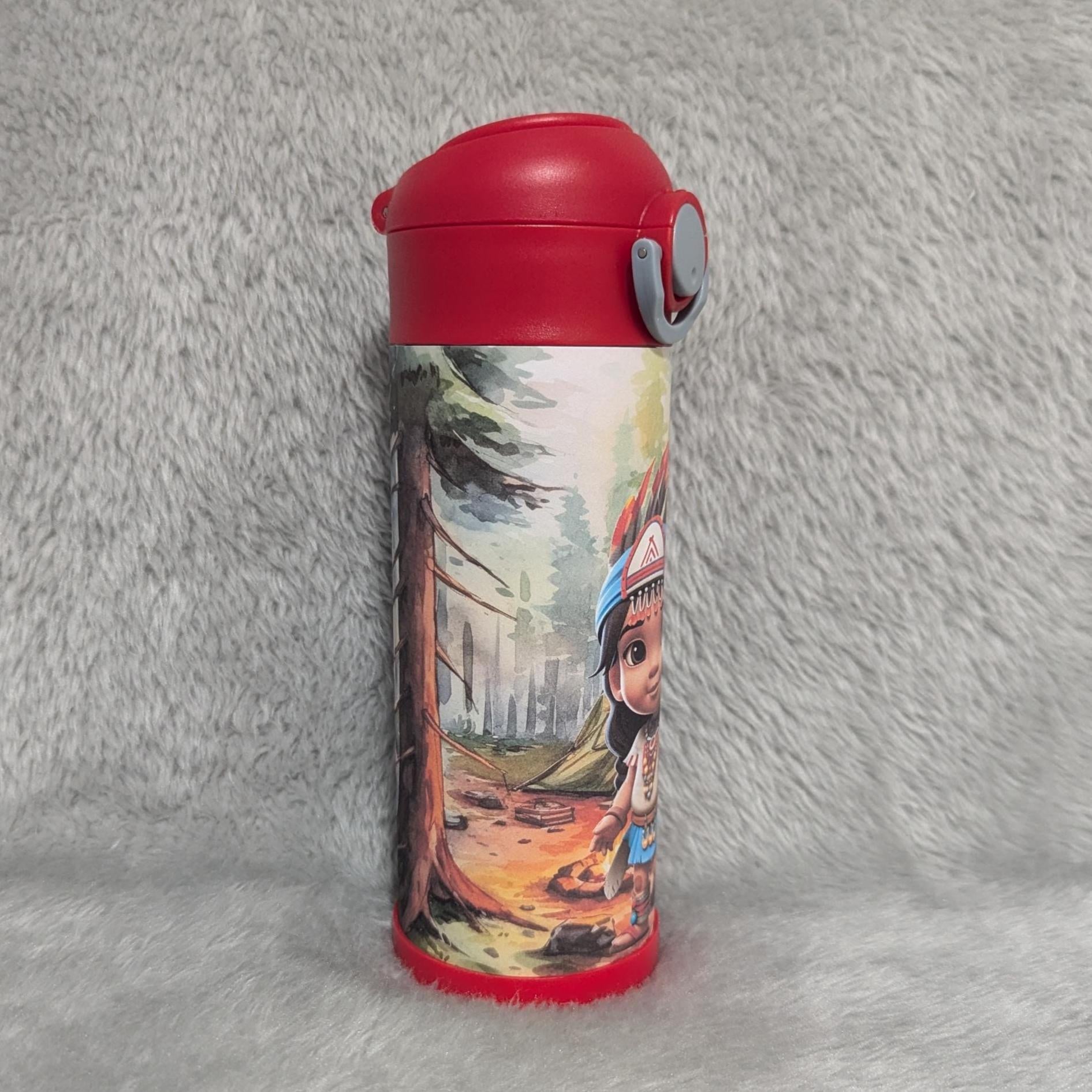Girl Indian Water Bottle 12oz With Reusable Straw Can Be Personalized