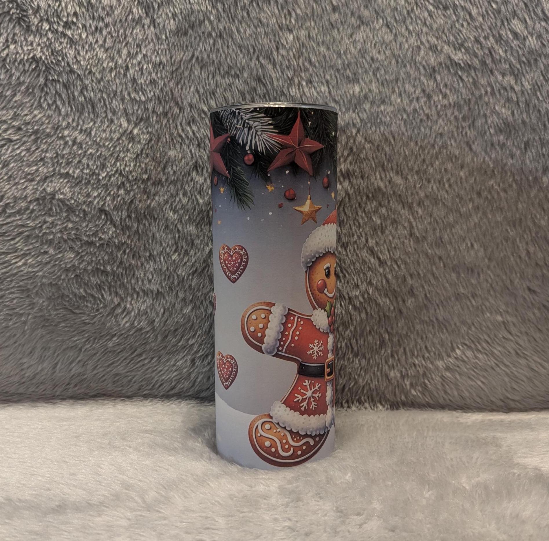 Gingerbread Man Tumbler 20oz With Reusable Straw, Can Be Personalized