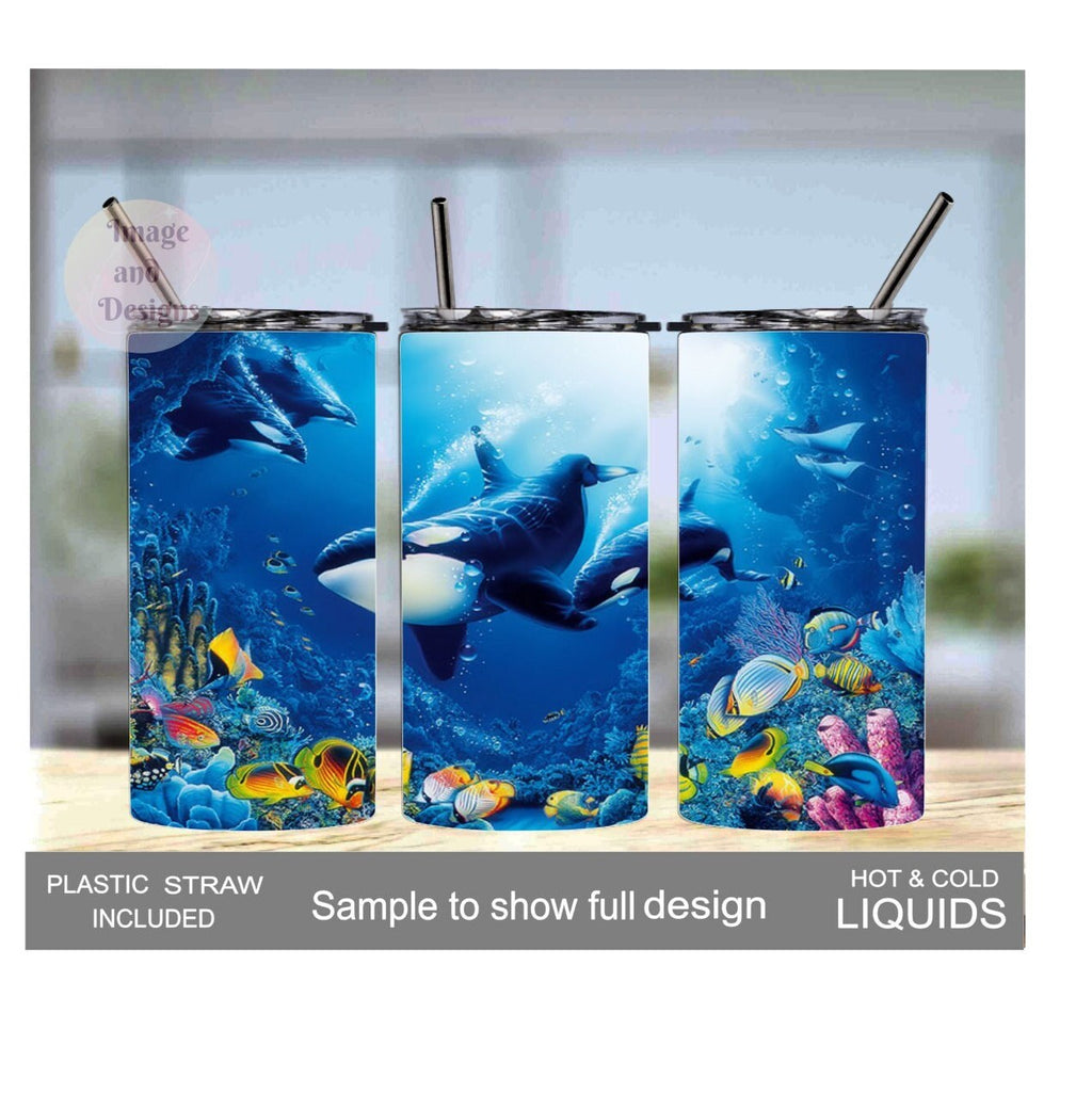Kids Whale Tumbler 15oz With Reusable Straw, Can Be Personalized