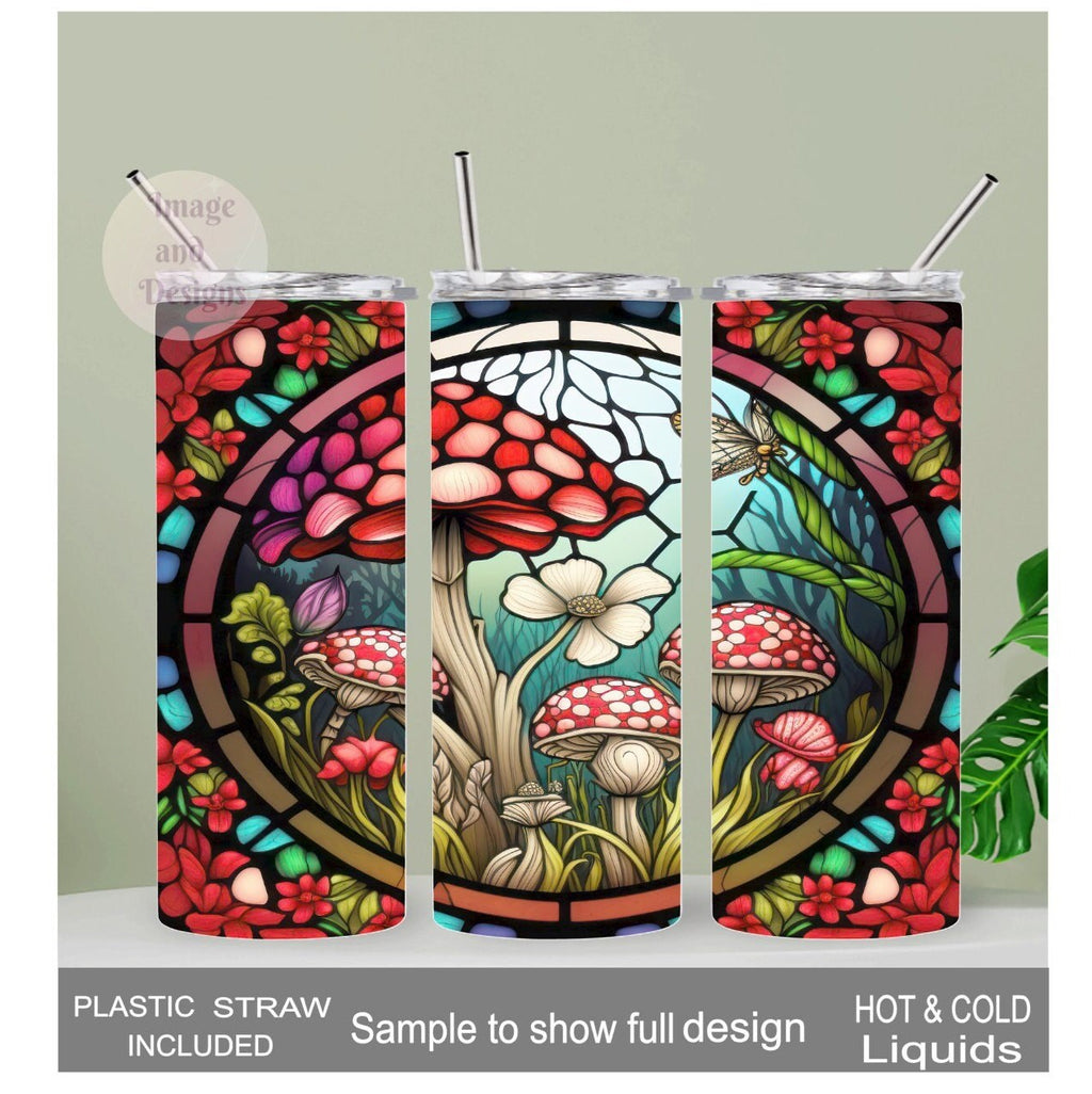 Mushroom Tumbler 20oz With Reusable Straw