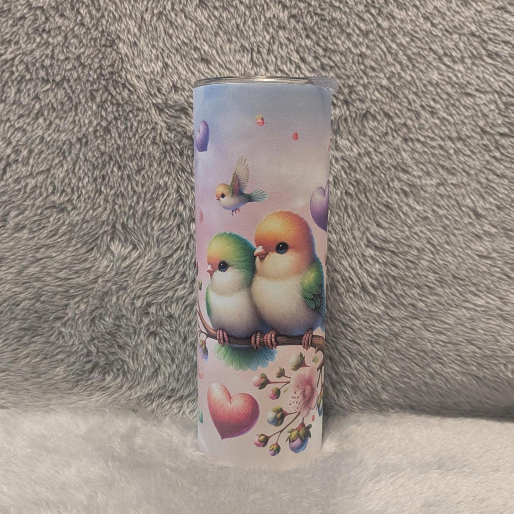 Pretty Lovebird Tumbler 20oz With Reusable Straw, Can Be Personalized