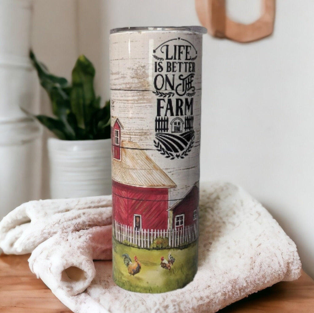 Life Is Better On The Farm Tumbler 20oz With Reusable Straw