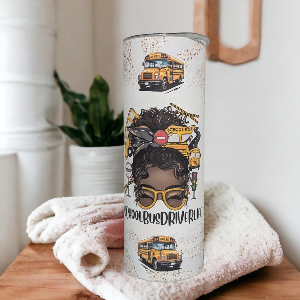 School Bus Driver Tumbler 20oz With Reusable Straw, Can Be Personalized