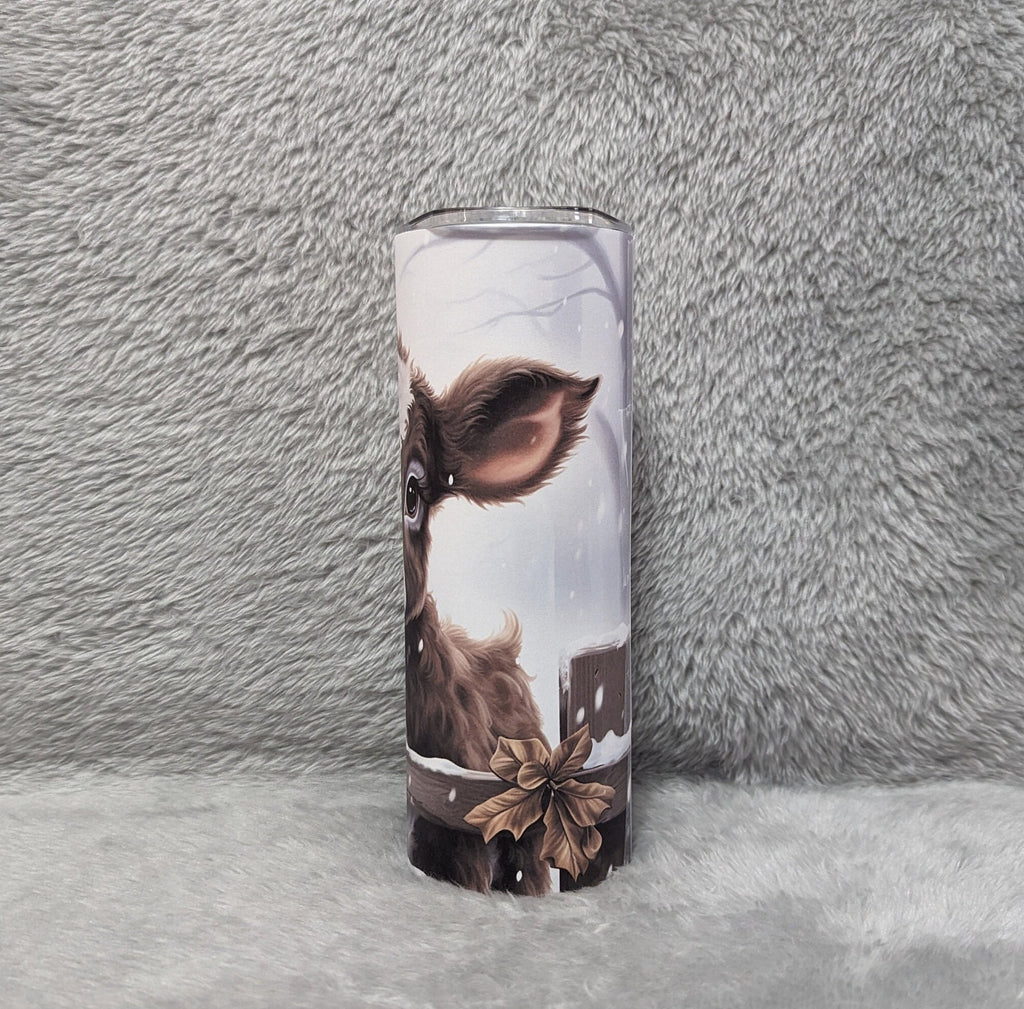 Adorable Calf Tumbler 20oz With Reusable Straw, Can Be Personalized