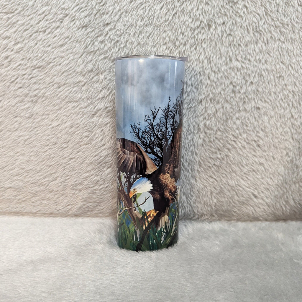 Flying Eagle Tumbler 20oz With Reusable Straw, Can Be Personalized