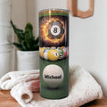 Pool Ball Billiards Tumbler 20oz With Reusable Straw, Can Be Personalized