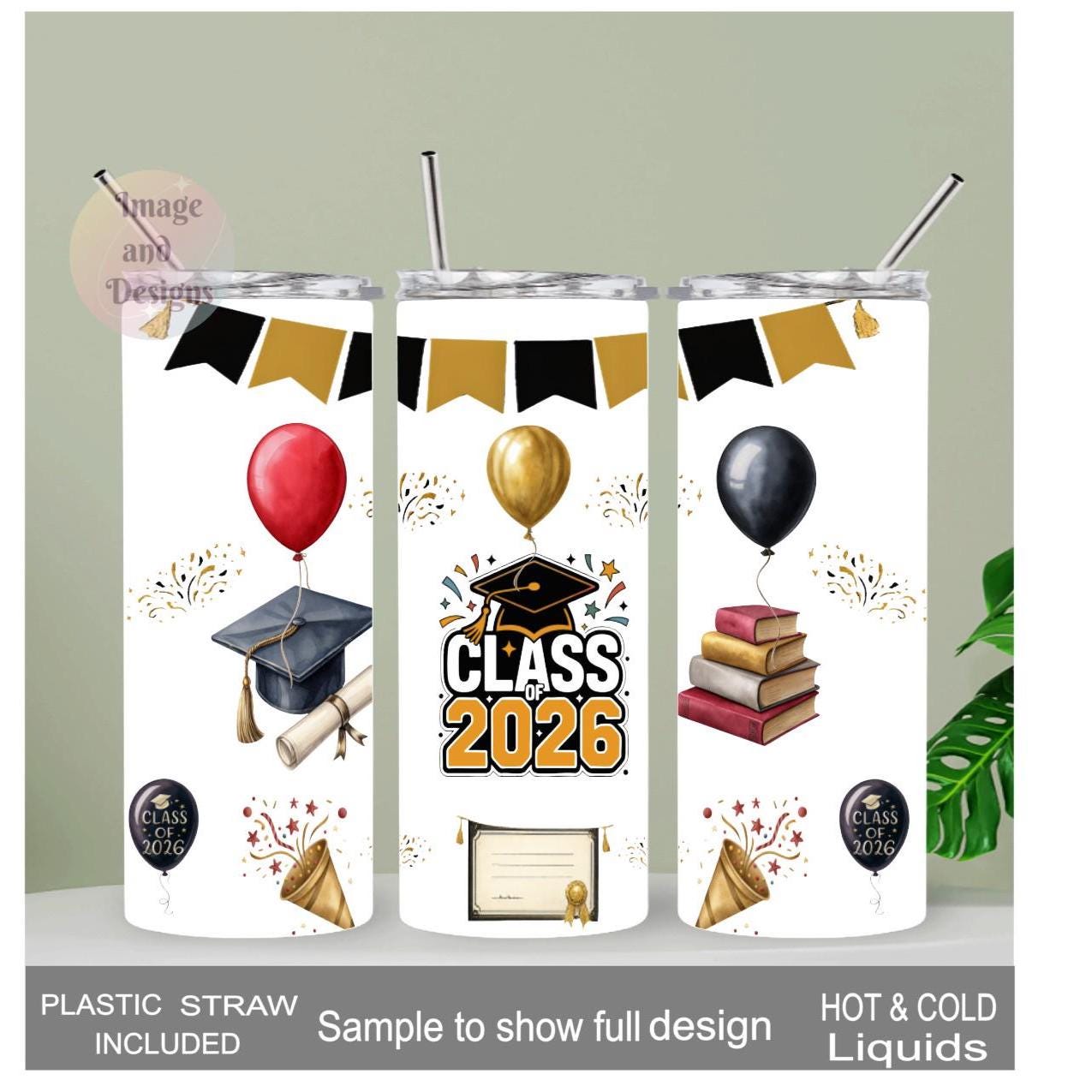Class of 2026 Graduation Tumbler with Reusable Straw