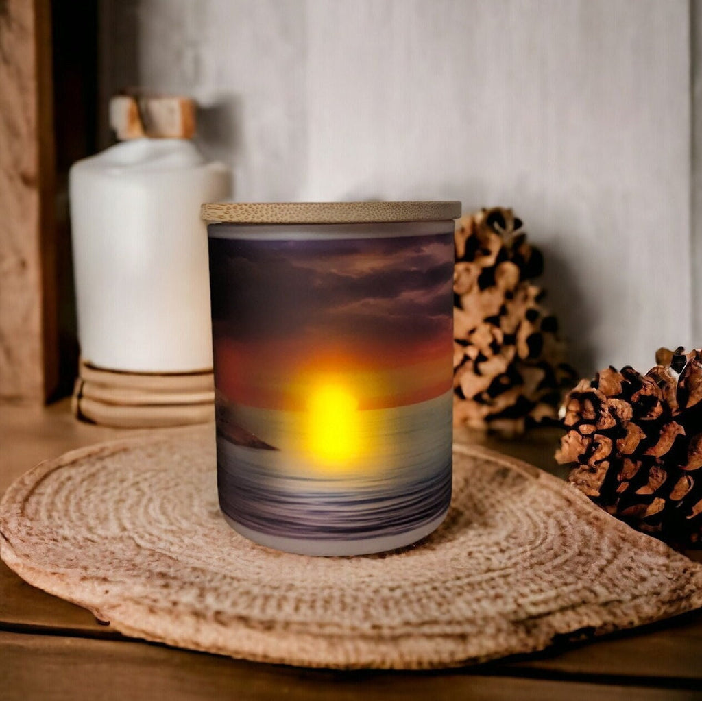 Sunset Design Candle Holder With A Battery Operated Flickering Tea Light