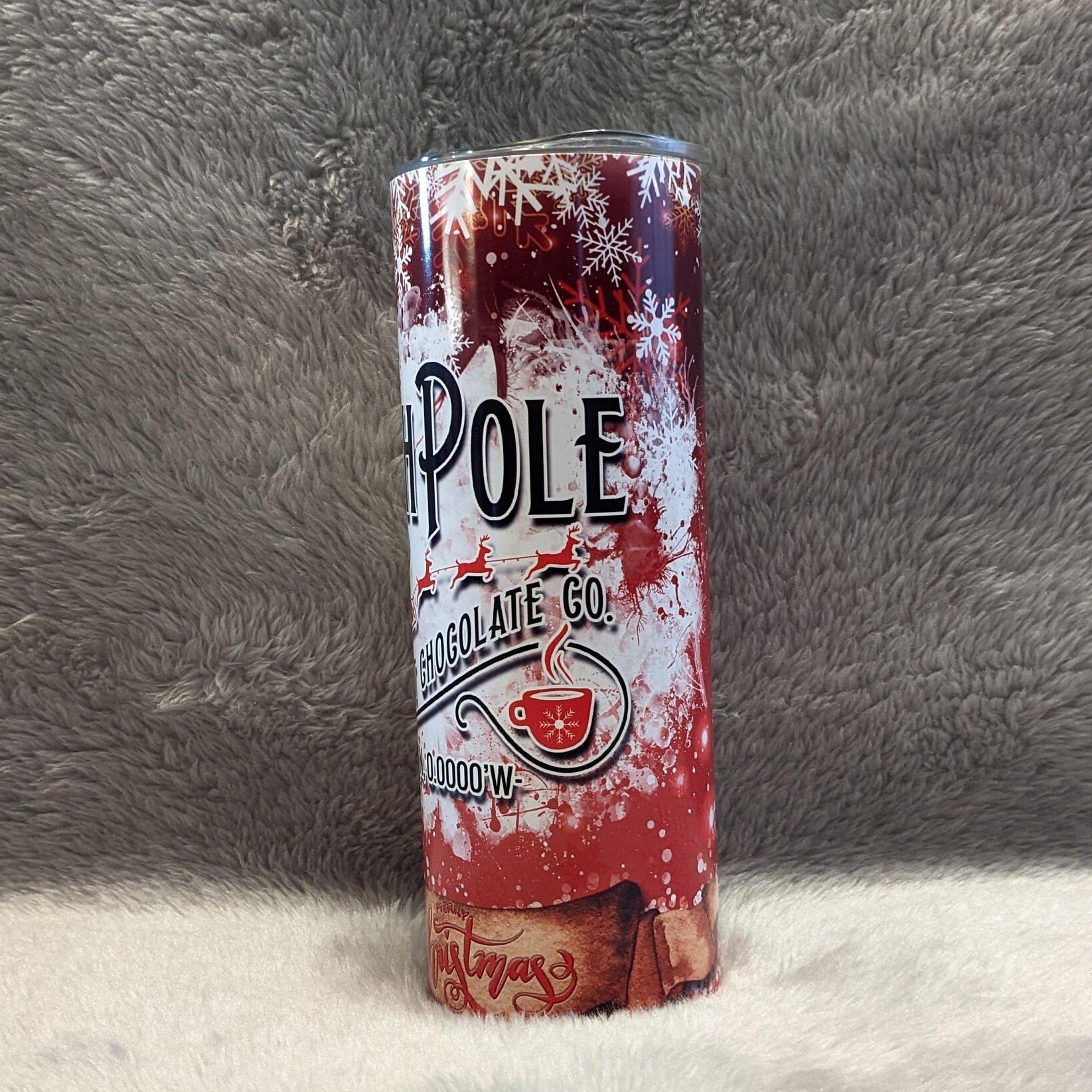 Santa North Pole Tumbler 20oz With Reusable Straw