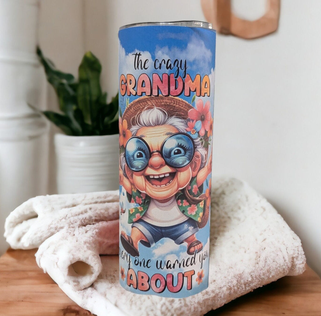 The Crazy Grandma Everyone Warned You About Tumbler 20oz With Reusable Straw, Can Be Personalized