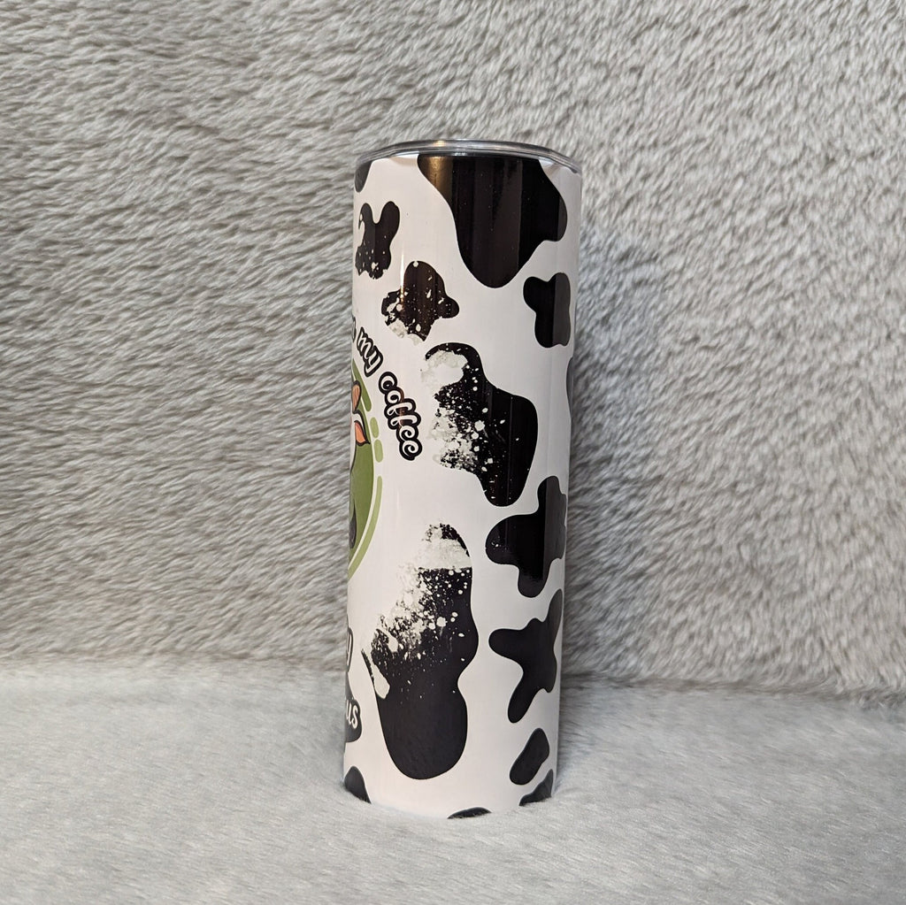 Cow Coffee Tumbler, Mooove away from my coffee Simply Moolicious Cow Tumbler 20oz With Reusable Straw