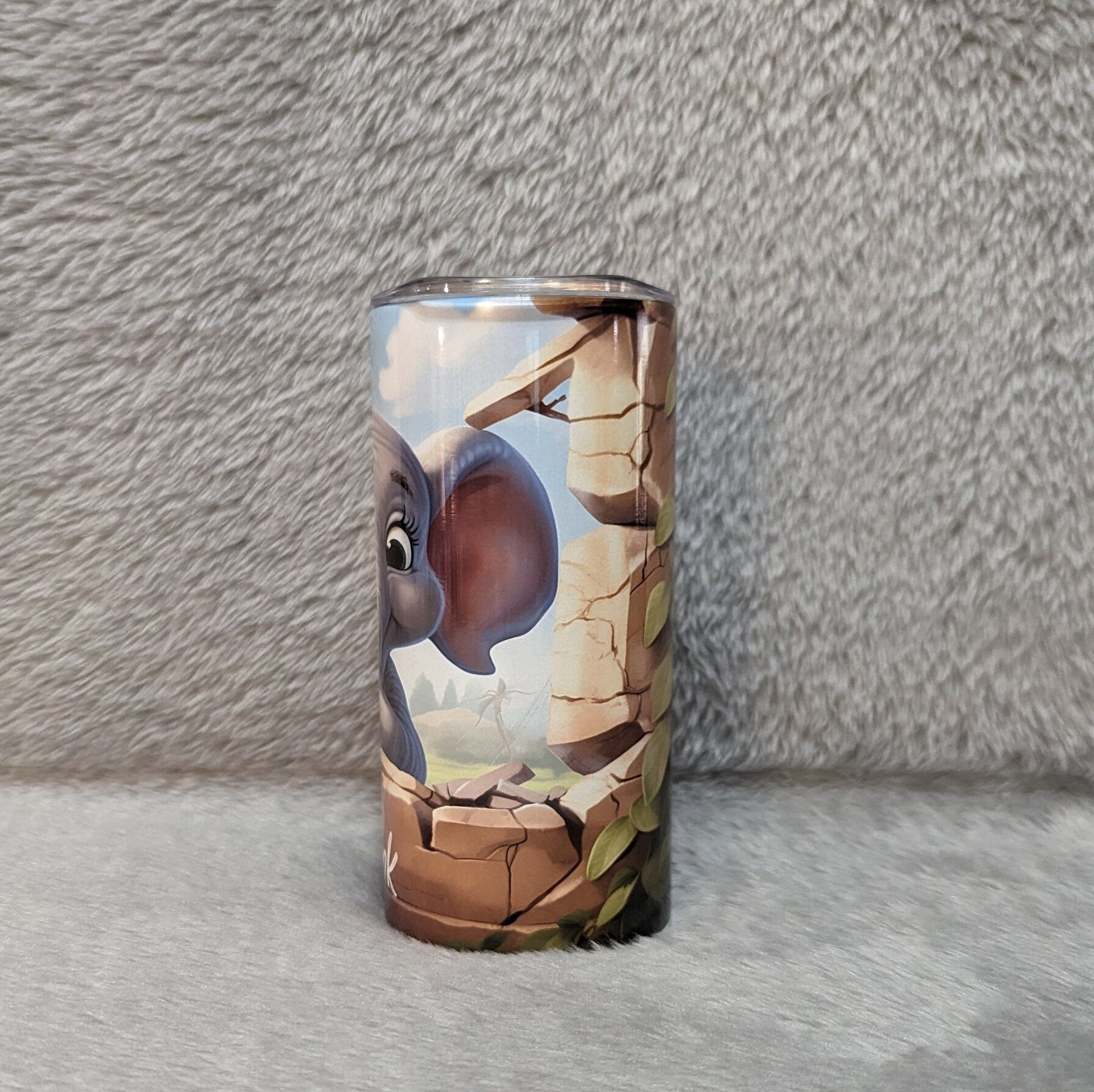 Cute Kids Elephant Tumbler 15oz With Reusable Straw, Can Be Personalized