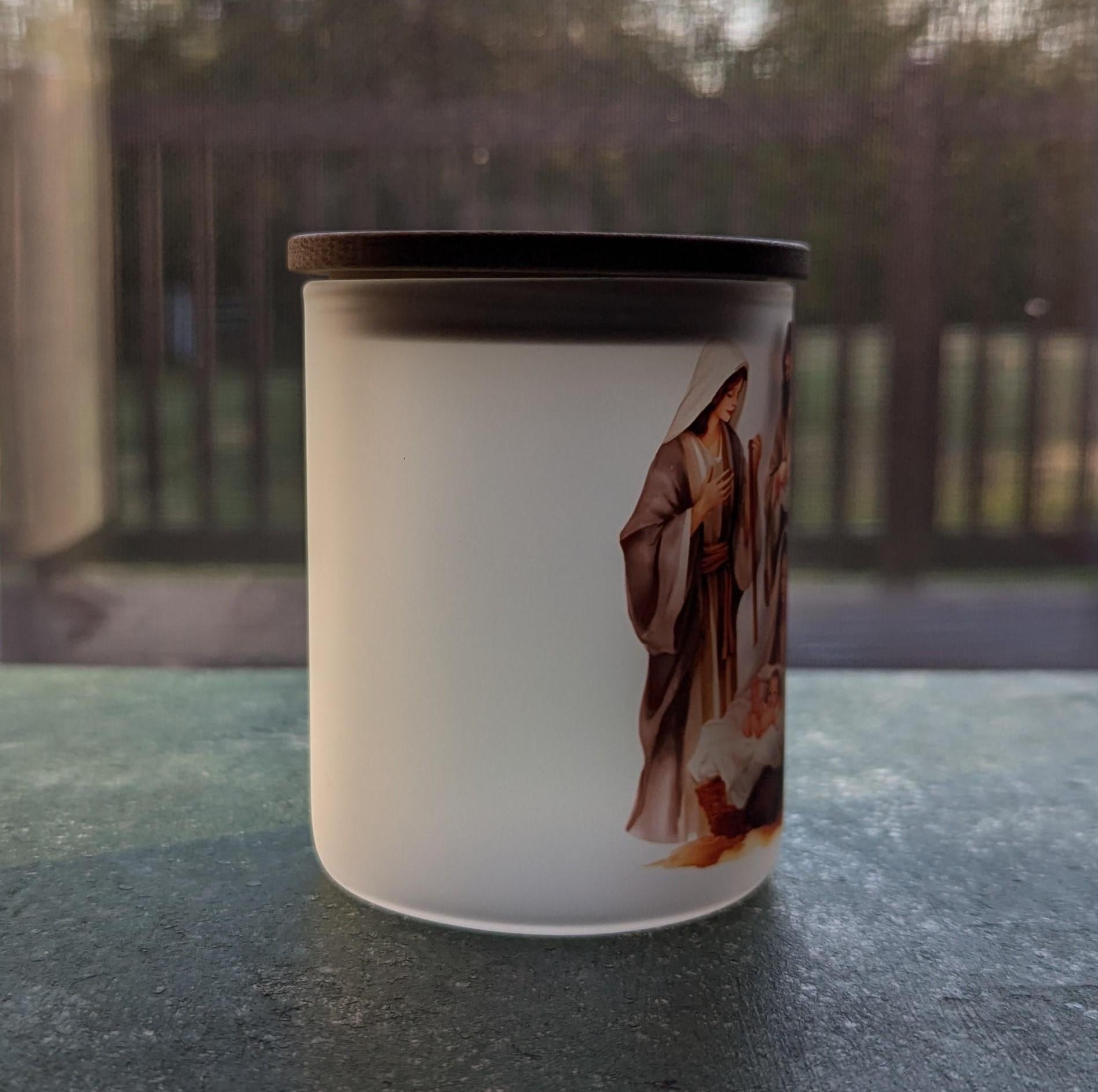 Nativity Scene Candle Holder With A Battery Operated Flickering Tea Light