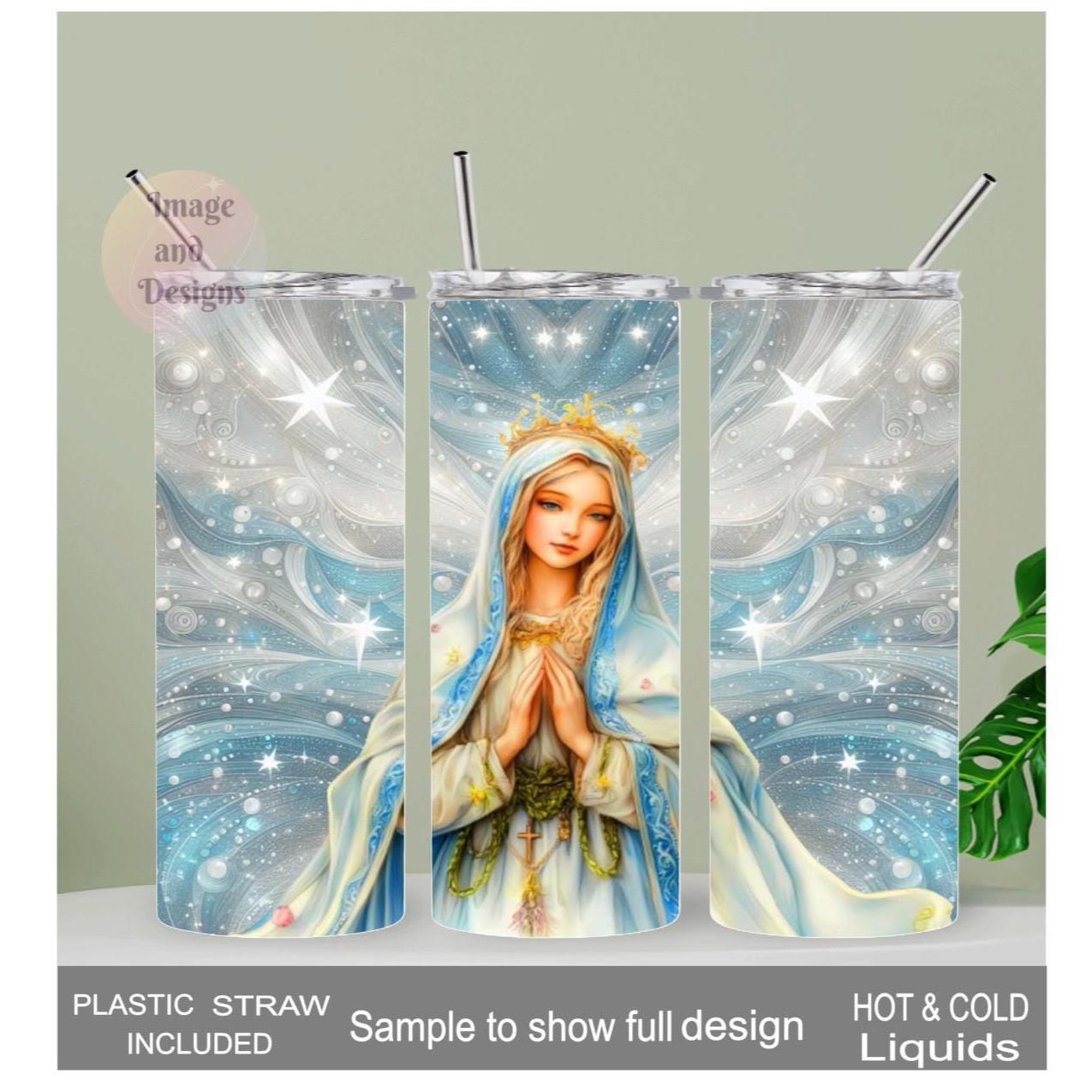 Mother Mary Tumbler 20oz With Reusable Straw