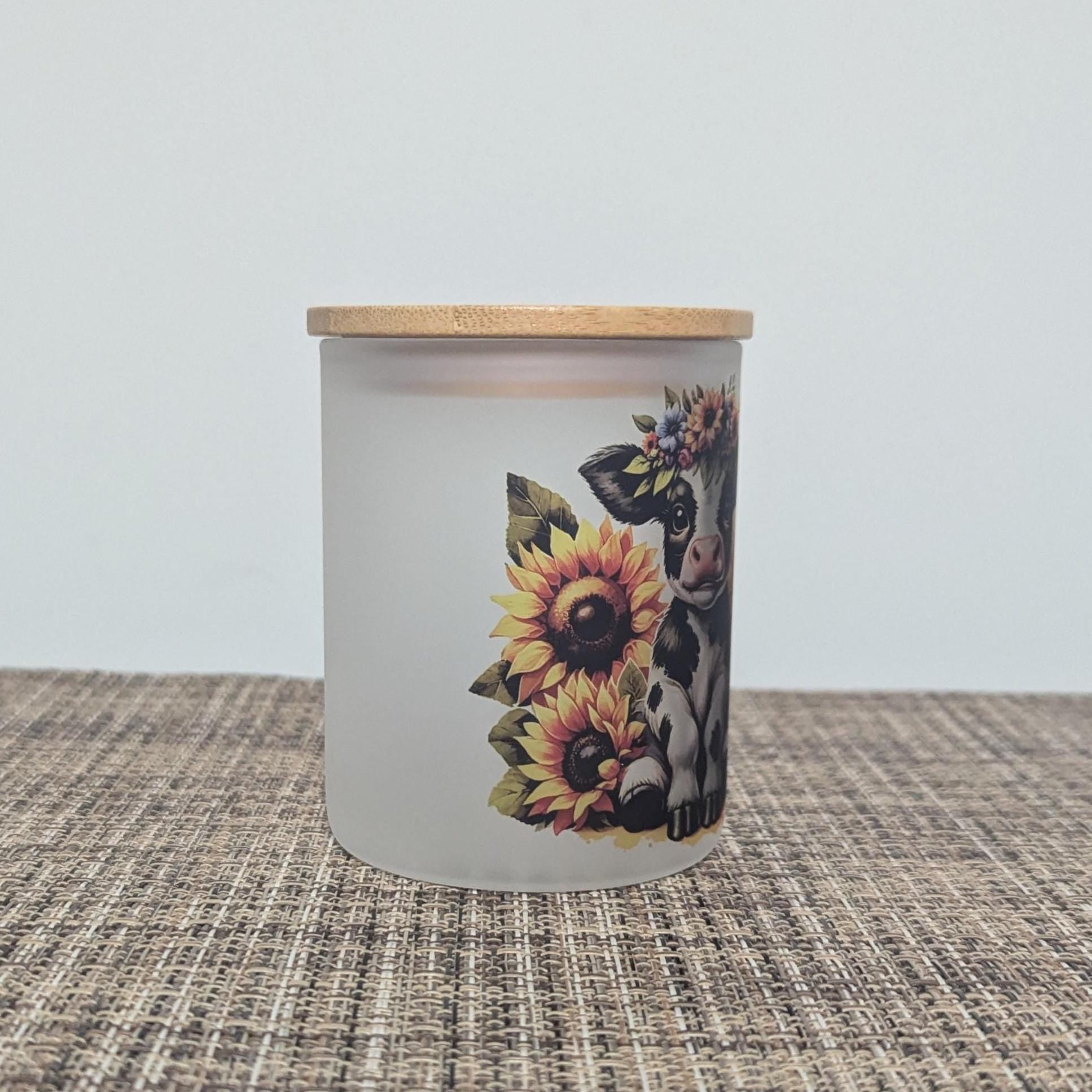 Cow With Sunflowers Candle Holder With A Battery Operated Flickering Tea Light