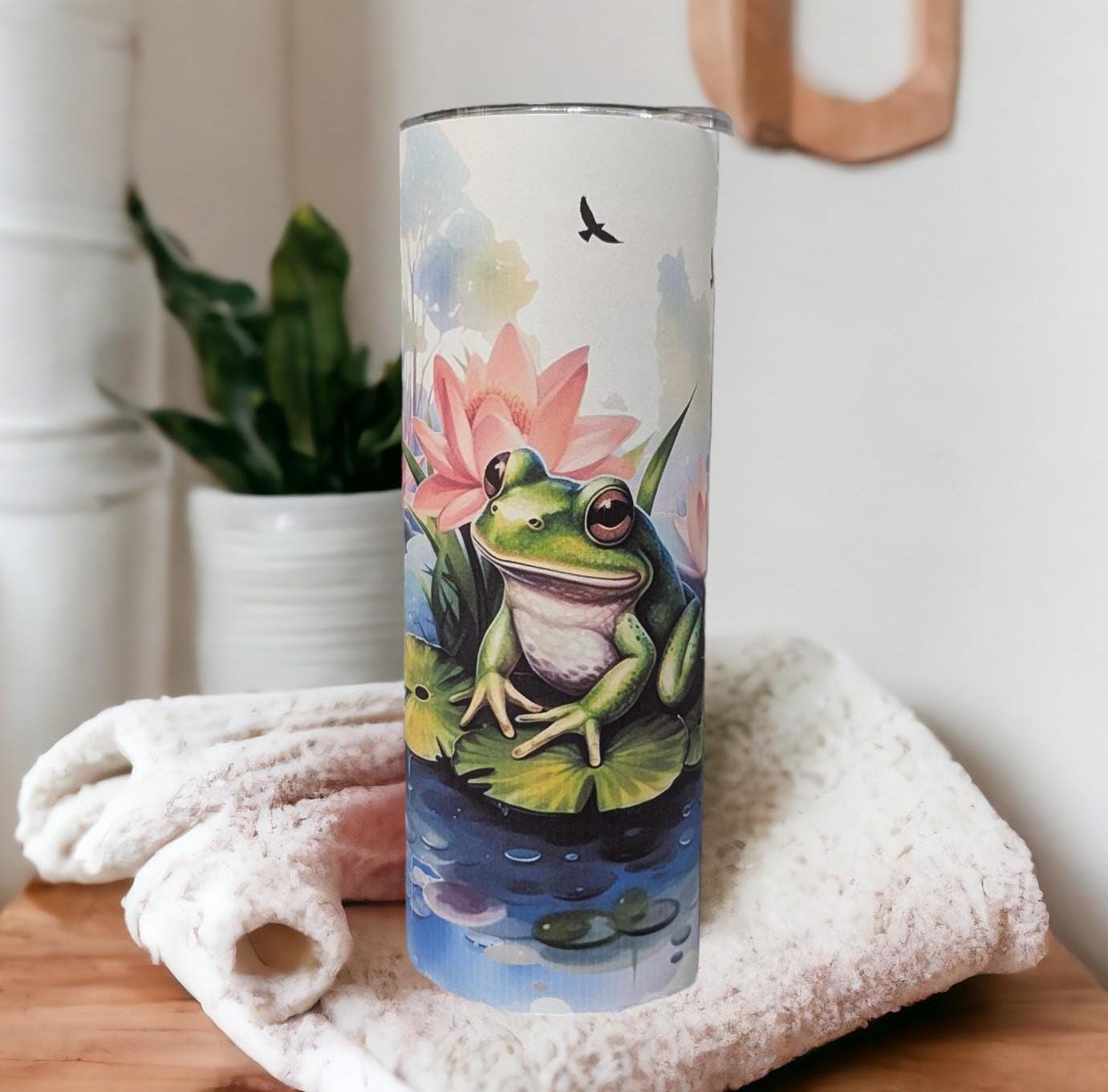 Frog Tumbler 20oz With Reusable Straw, Can Be Personalized