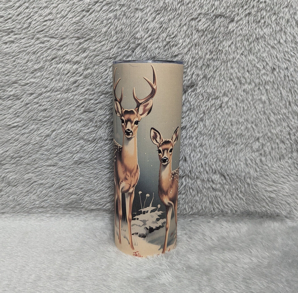 Wildlife Inspired Deer Tumbler 20oz With Reusable Straw, Can Be Personalized