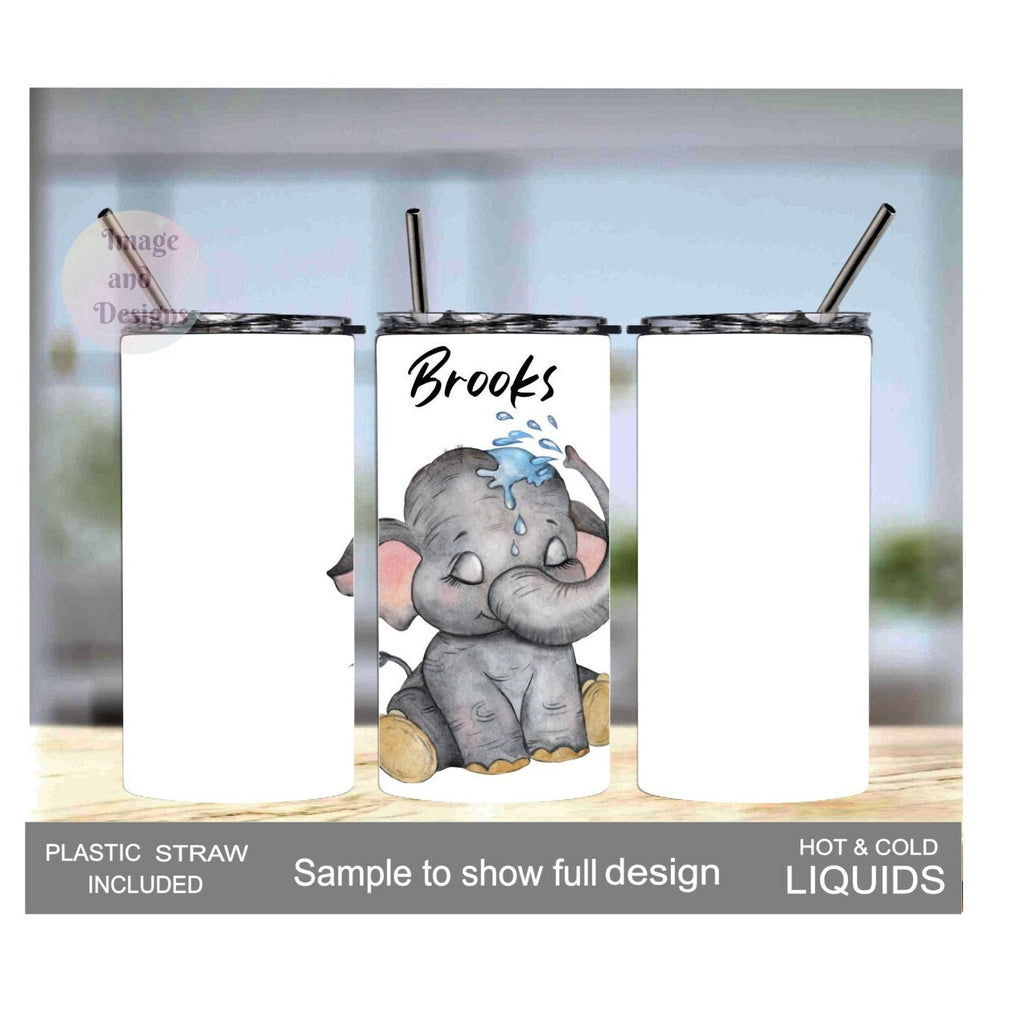 Elephant Tumbler 15oz With Reusable Straw, Can Be Personalized