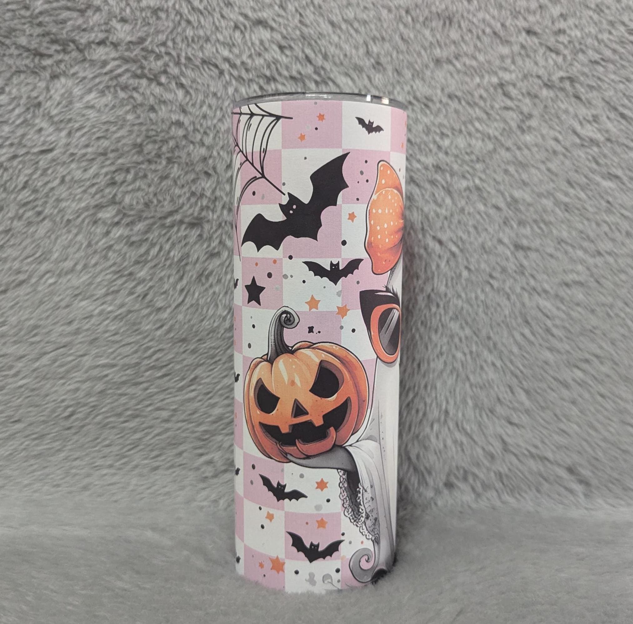 Cute Ghost Tumbler 20oz With Reusable Straw, Can Be Personalized