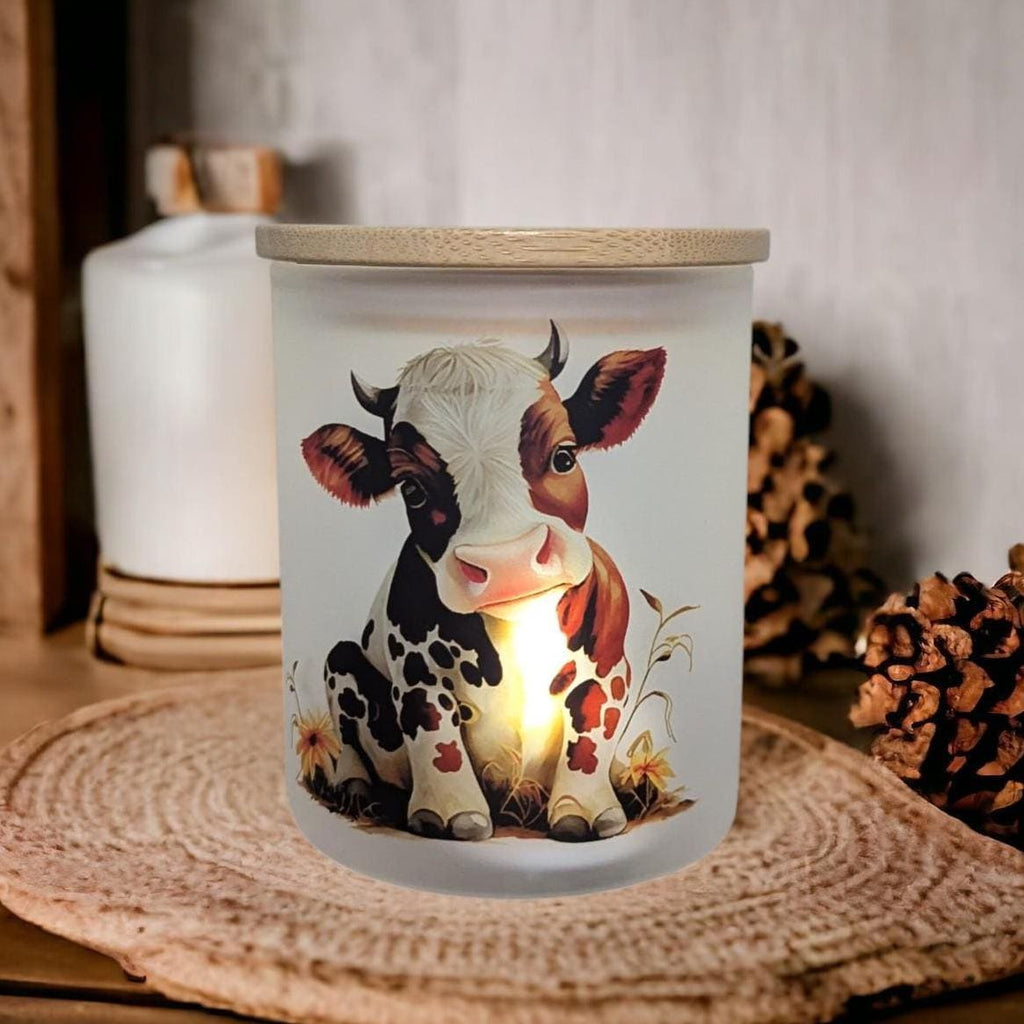 Cow Candle Holder With A Battery Operated Flickering Tea Light