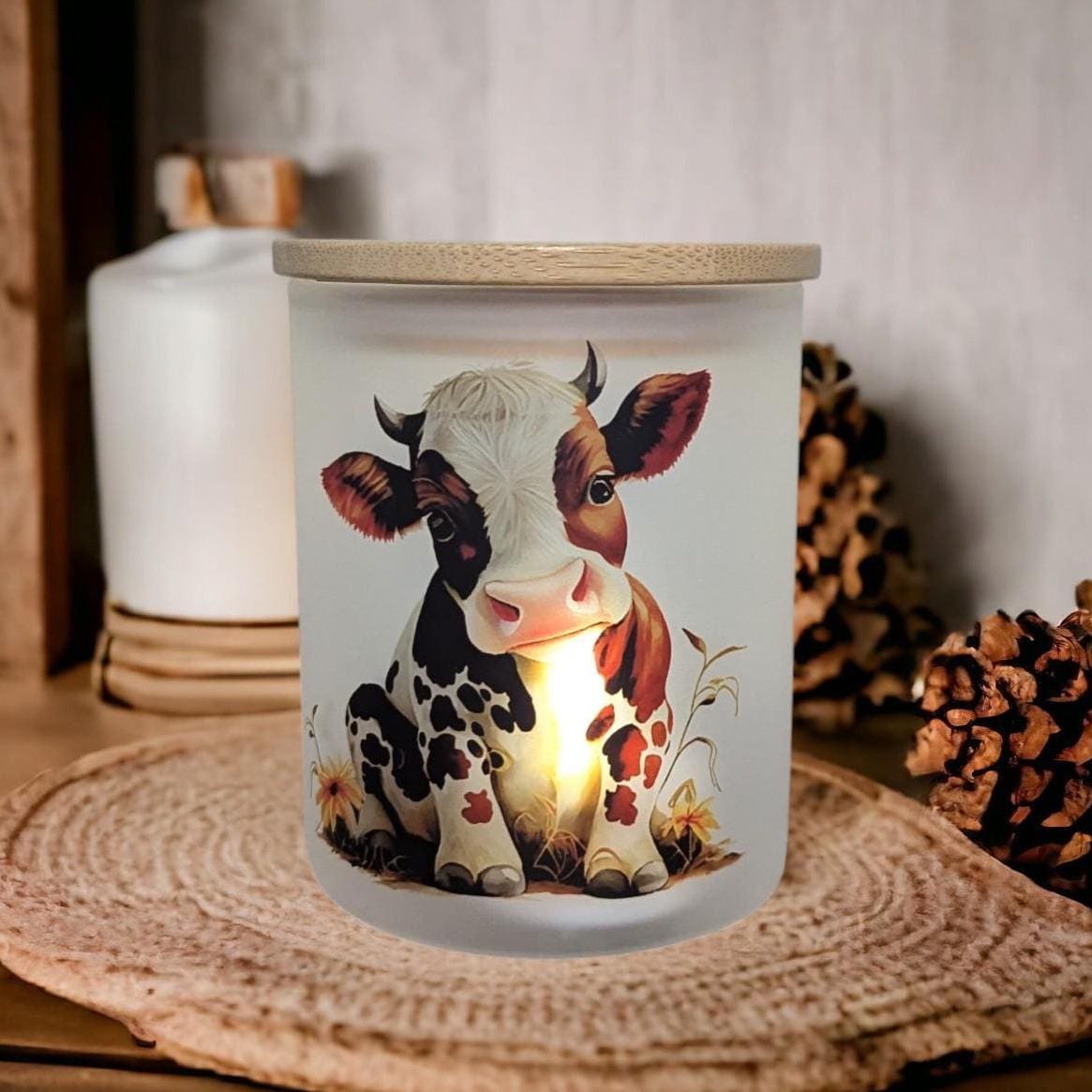 Cow Candle Holder With A Battery Operated Flickering Tea Light